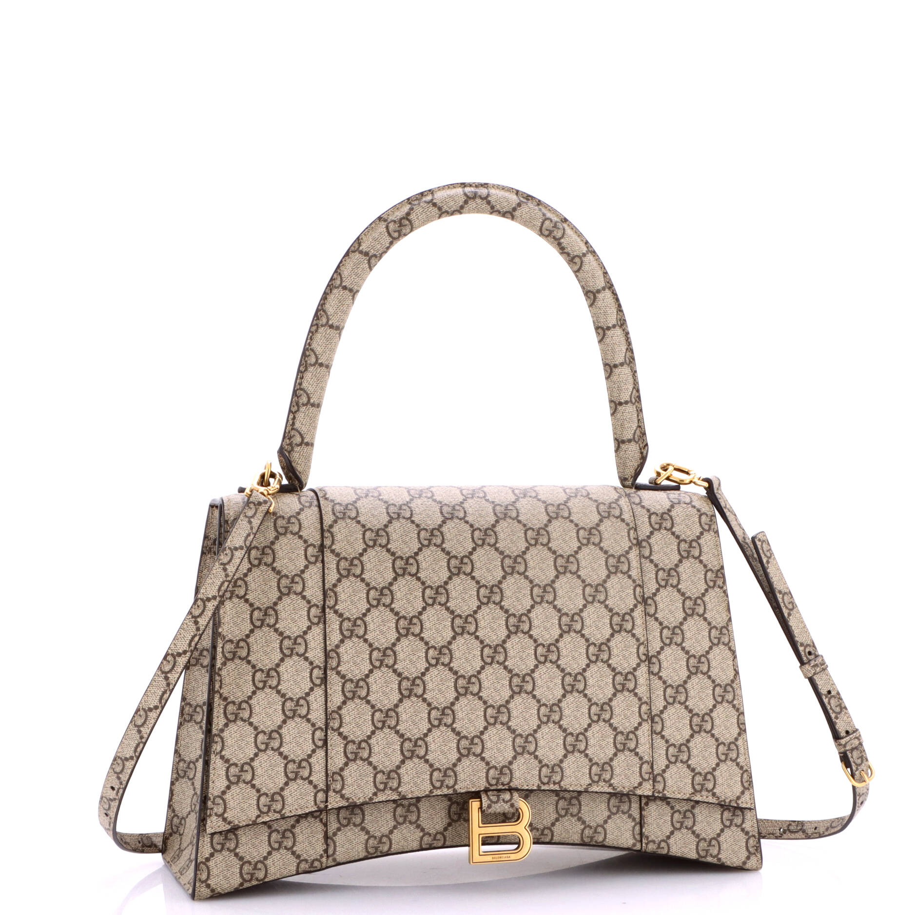x Balenciaga The Hacker Project Hourglass Top Handle Bag GG Coated Canvas Medium - Image 2