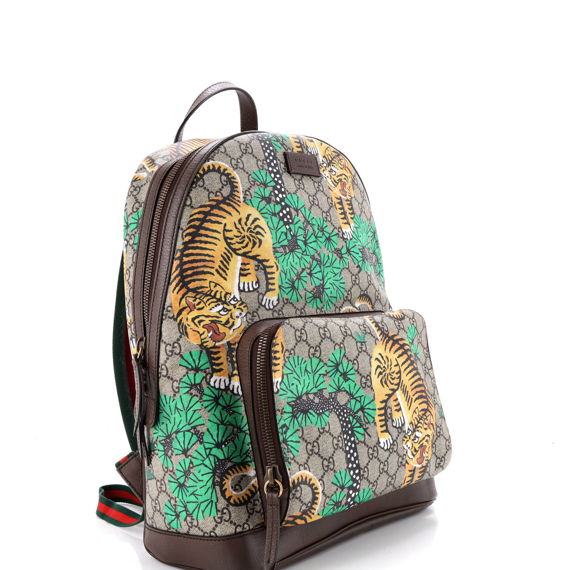Zip Pocket Backpack Bengal Print GG Coated Canvas Medium - Image 2