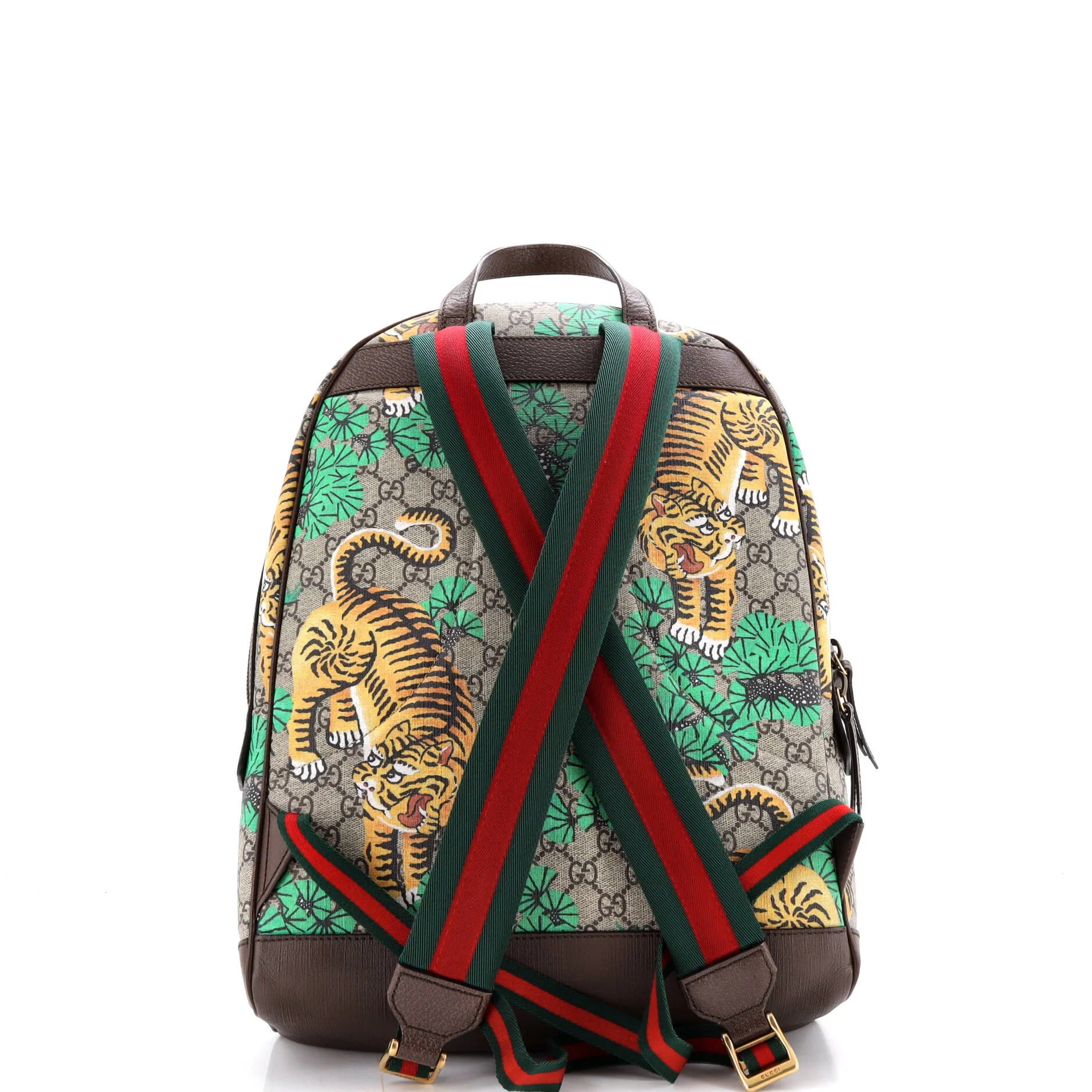 Zip Pocket Backpack Bengal Print GG Coated Canvas Medium - Image 3