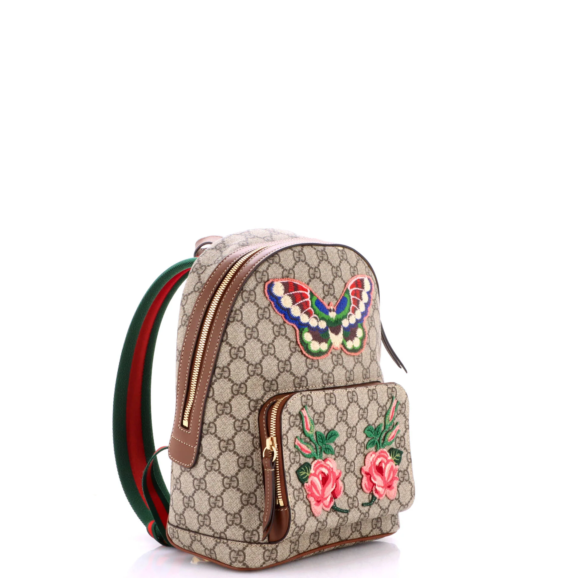 Zip Pocket Backpack Embroidered GG Coated Canvas Small - Image 2