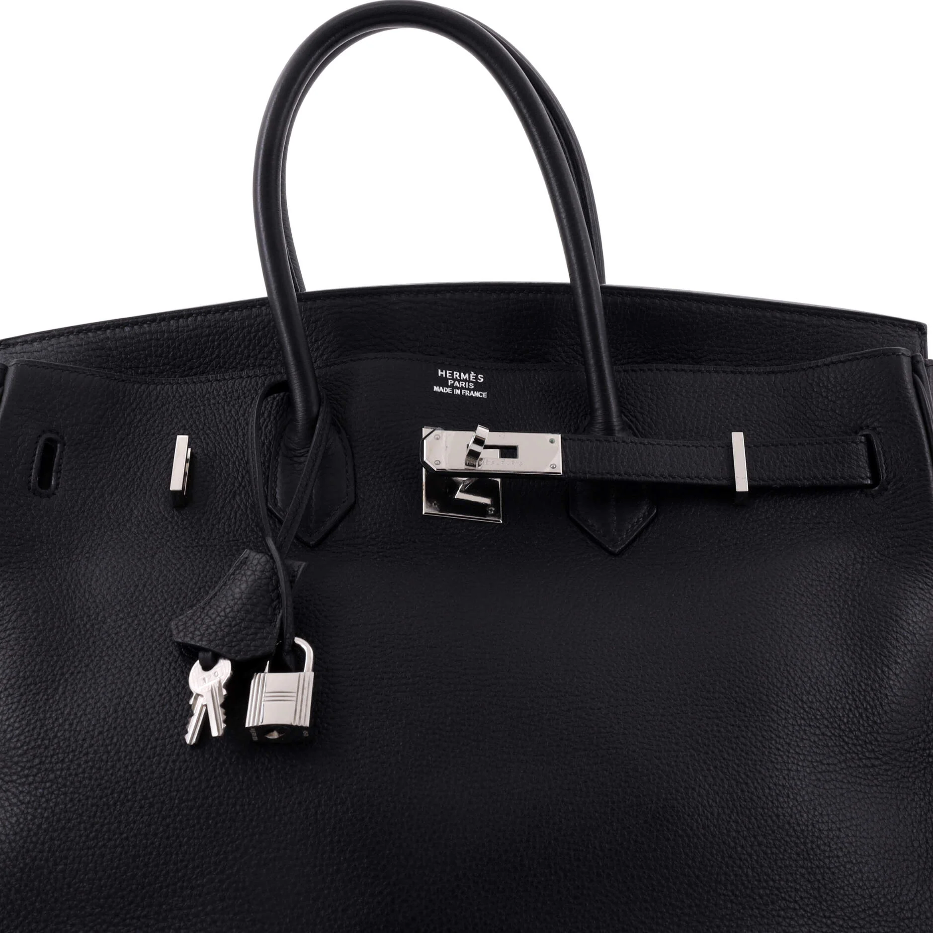 Birkin Handbag Noir Clemence with Palladium Hardware 35 - Image 6
