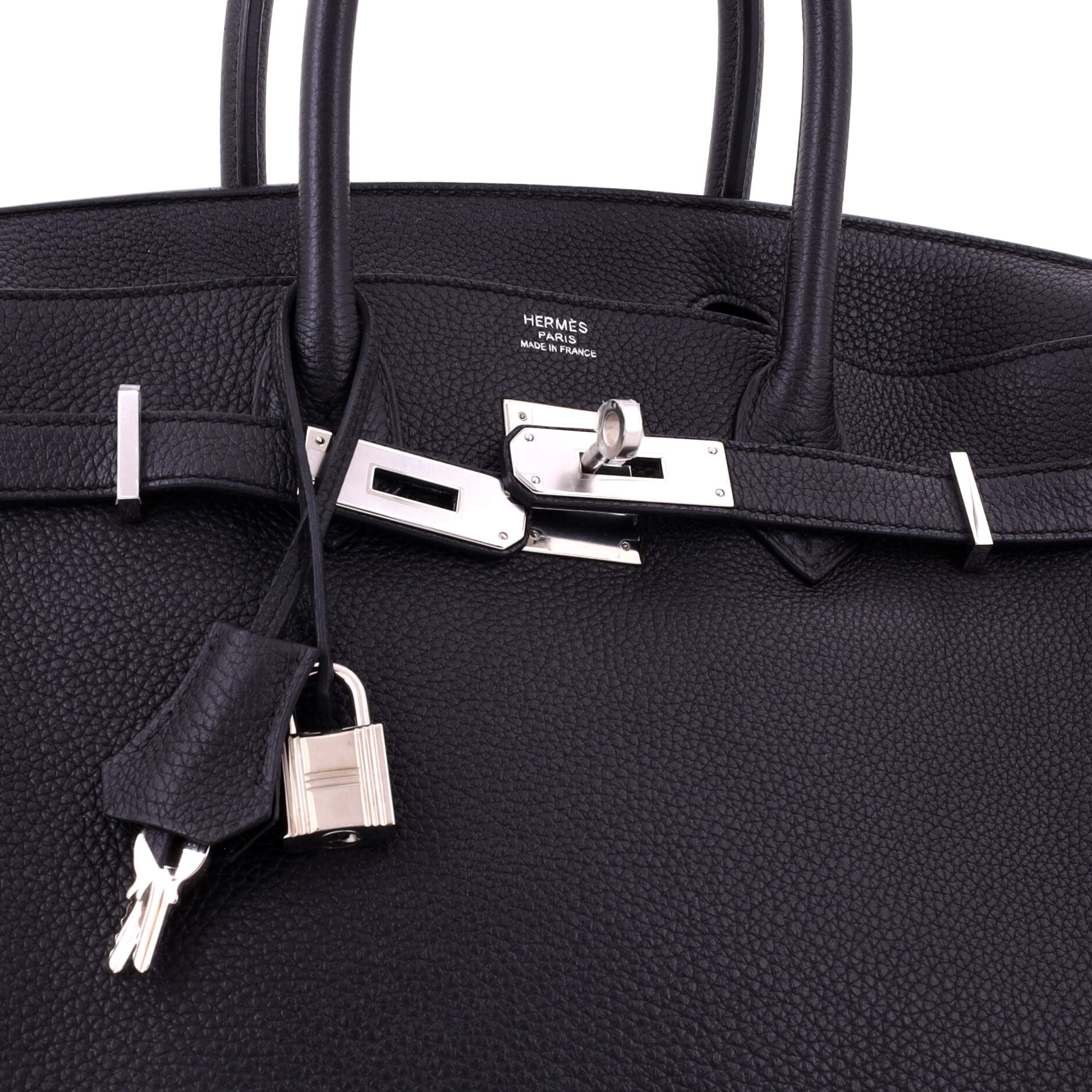 Birkin Handbag Noir Togo with Palladium Hardware 30 - Image 7