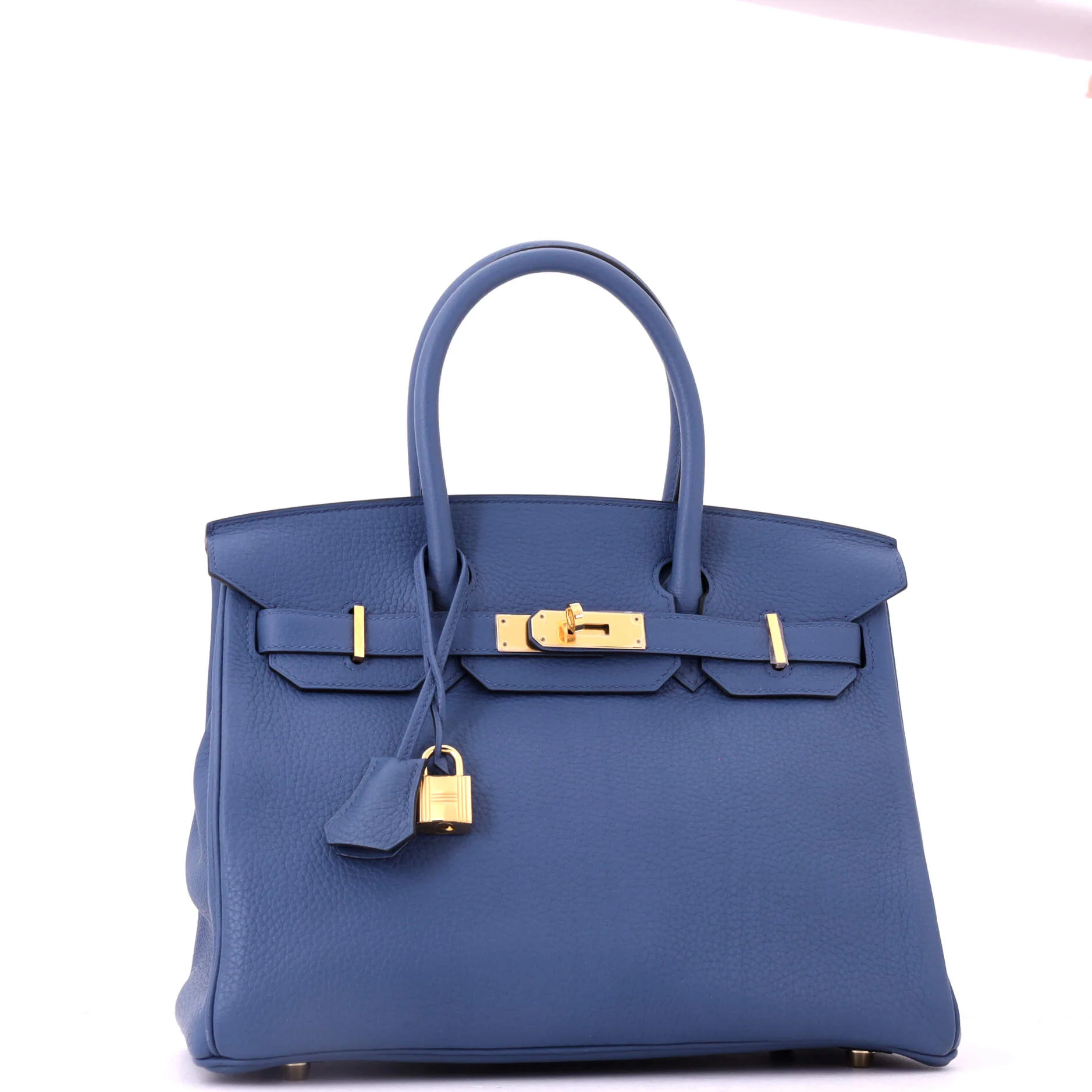 Birkin Handbag Bleu Azur Clemence with Gold Hardware 30 - Image 3