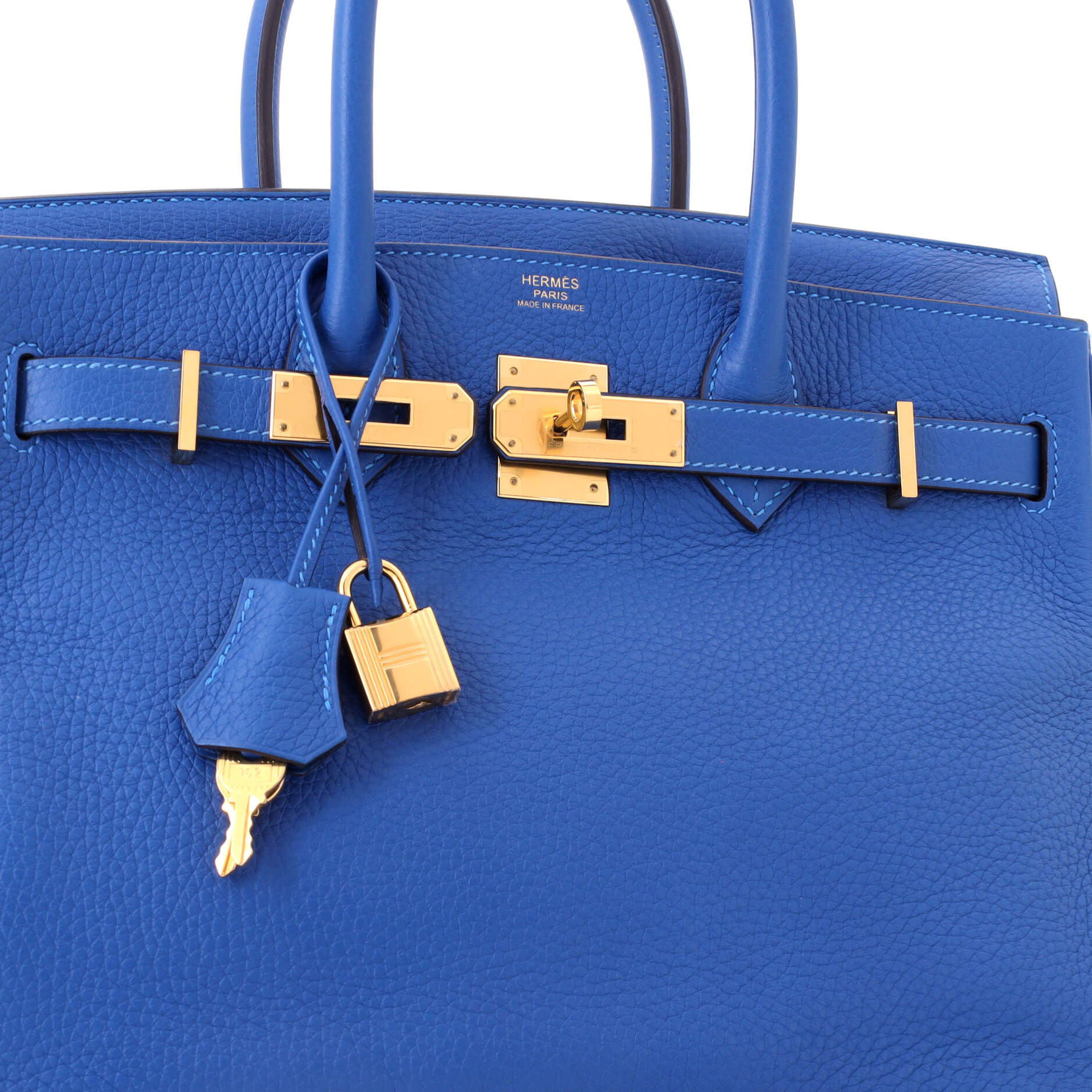 Birkin Handbag Mykonos Clemence with Gold Hardware 30 - Image 6