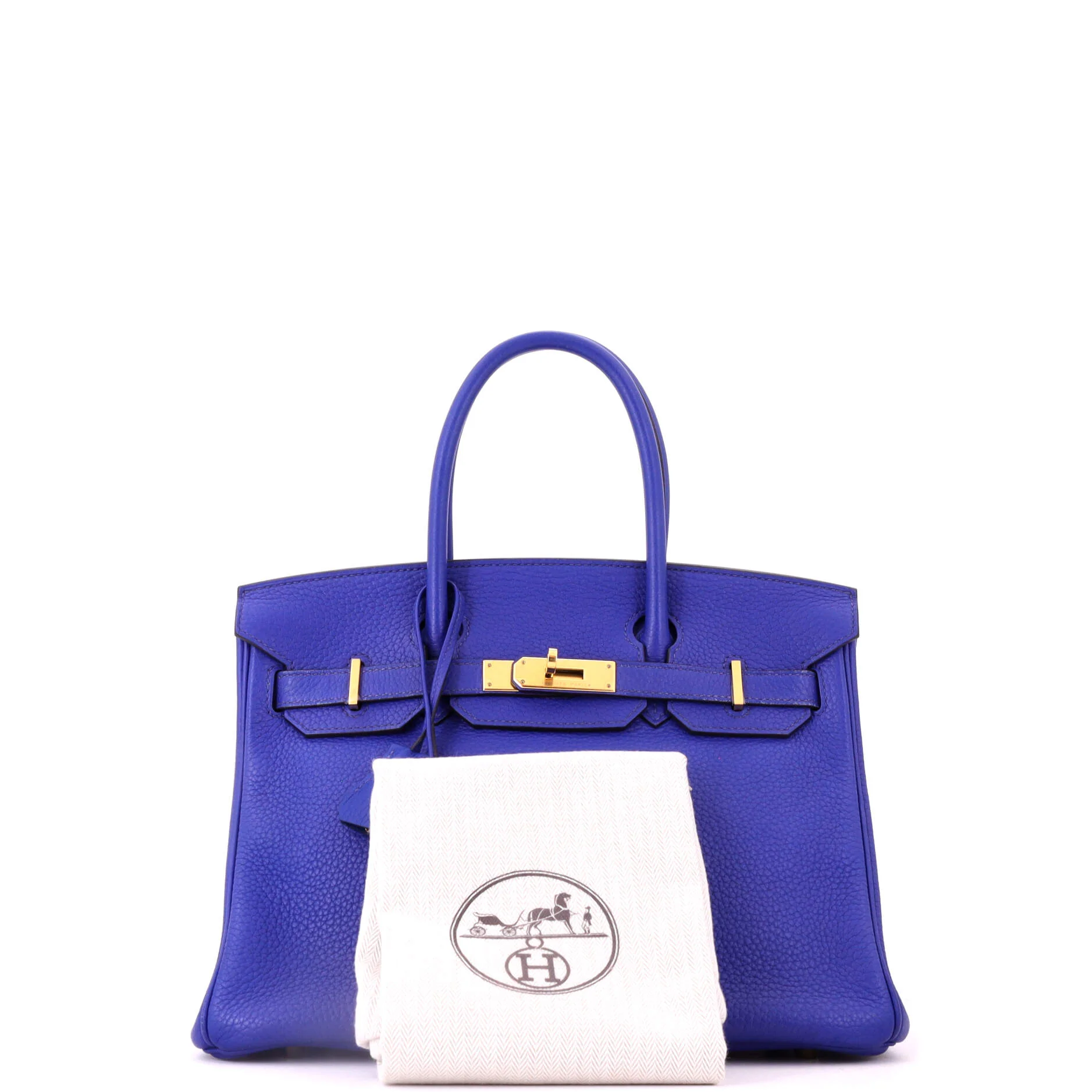 Birkin Handbag Bleu Electrique Clemence with Gold Hardware 30 - Image 2