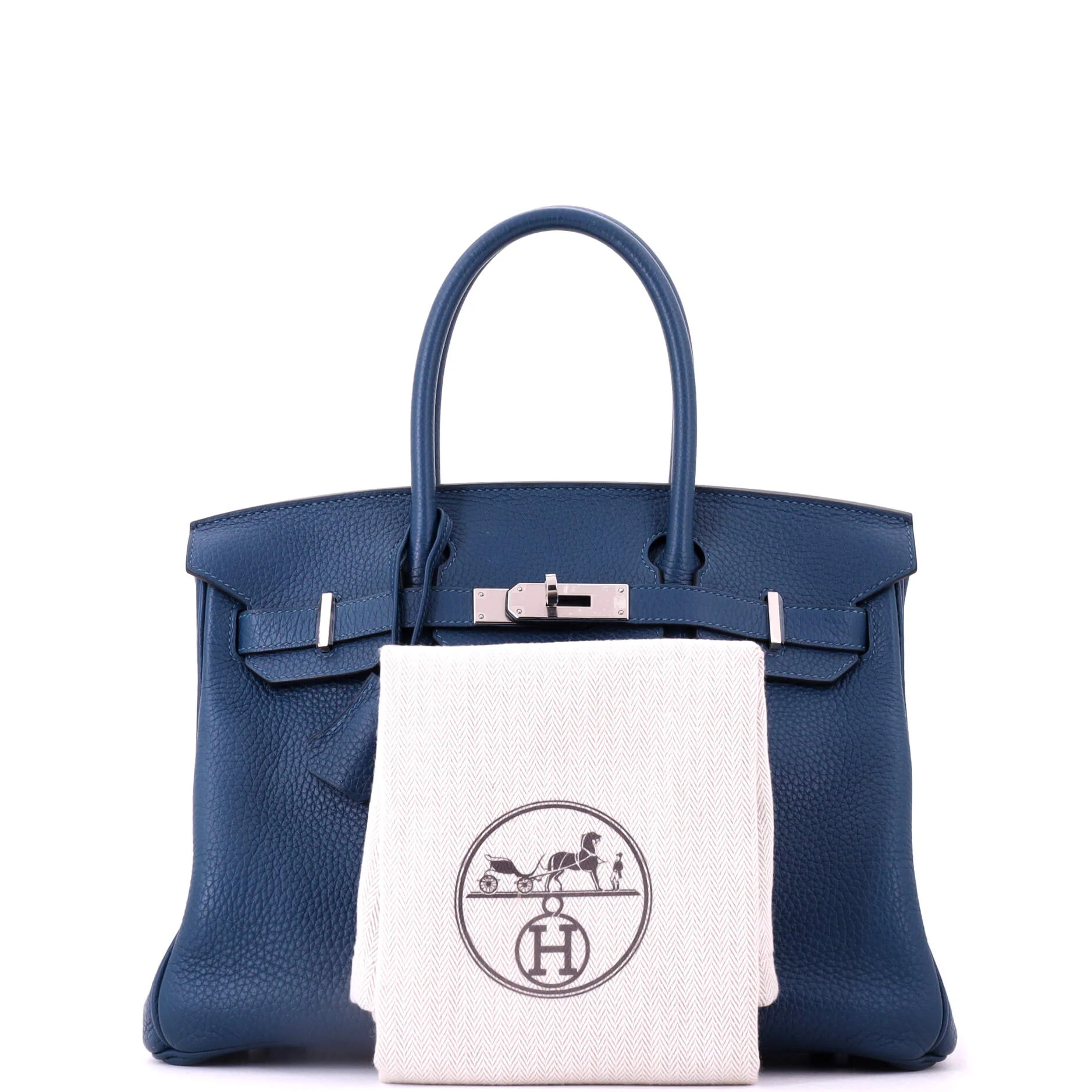 Birkin Handbag Deep Blue Clemence with Palladium Hardware 30 - Image 2