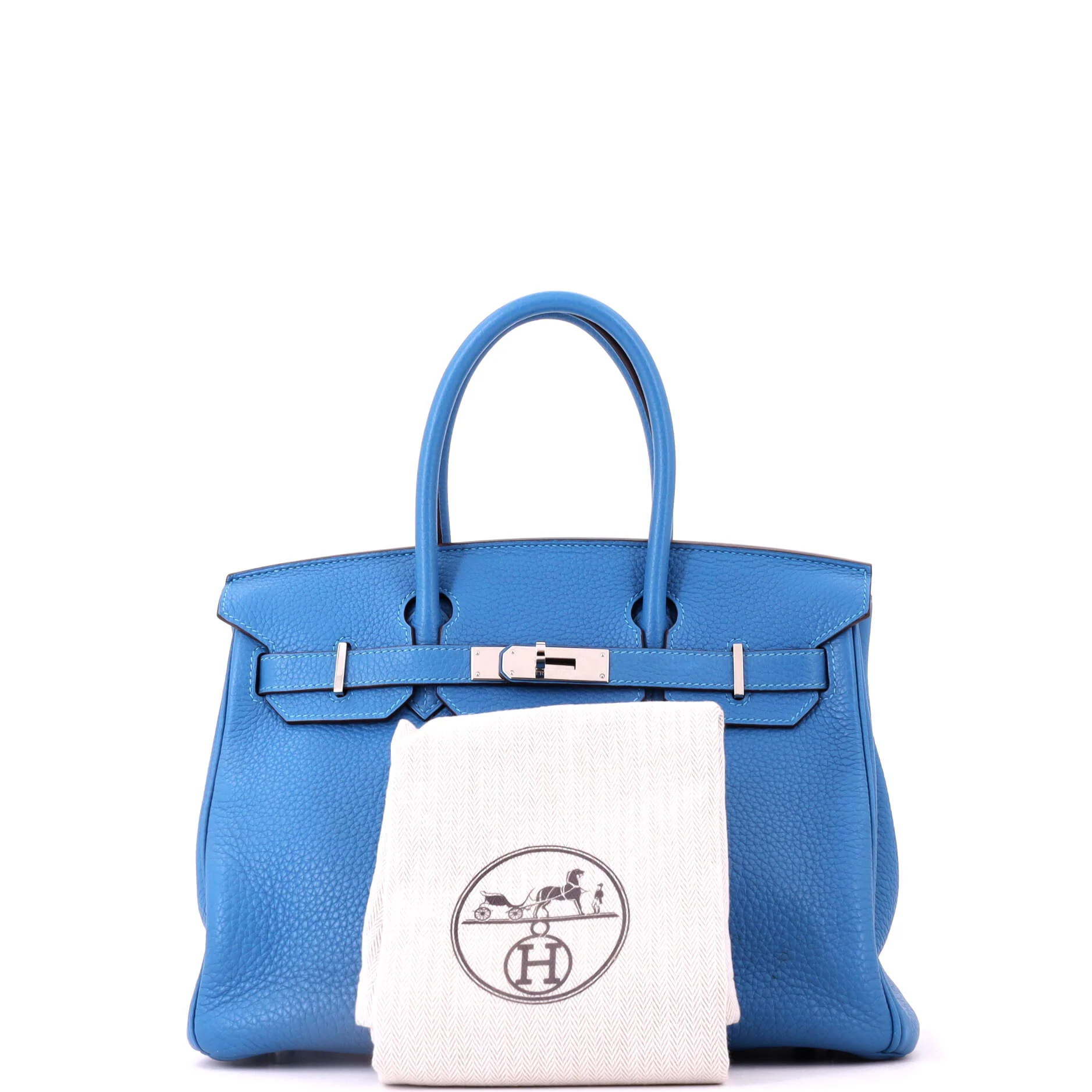 Birkin Handbag Mykonos Clemence with Palladium Hardware 30 - Image 2
