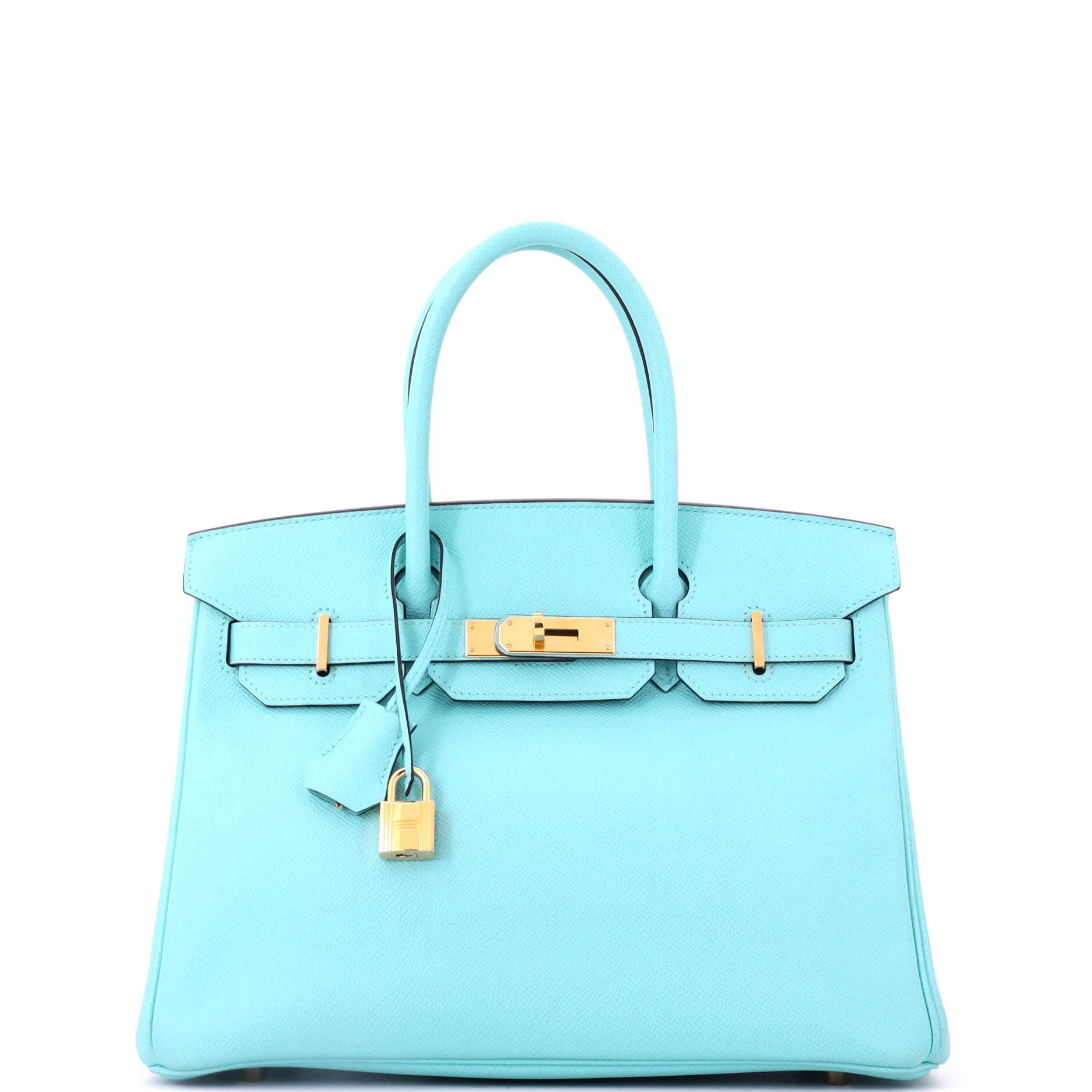 Birkin Handbag Bleu Atoll Epsom with Gold Hardware 30