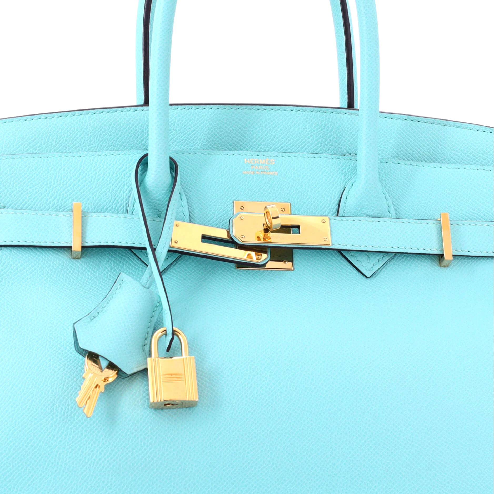 Birkin Handbag Bleu Atoll Epsom with Gold Hardware 30 - Image 6