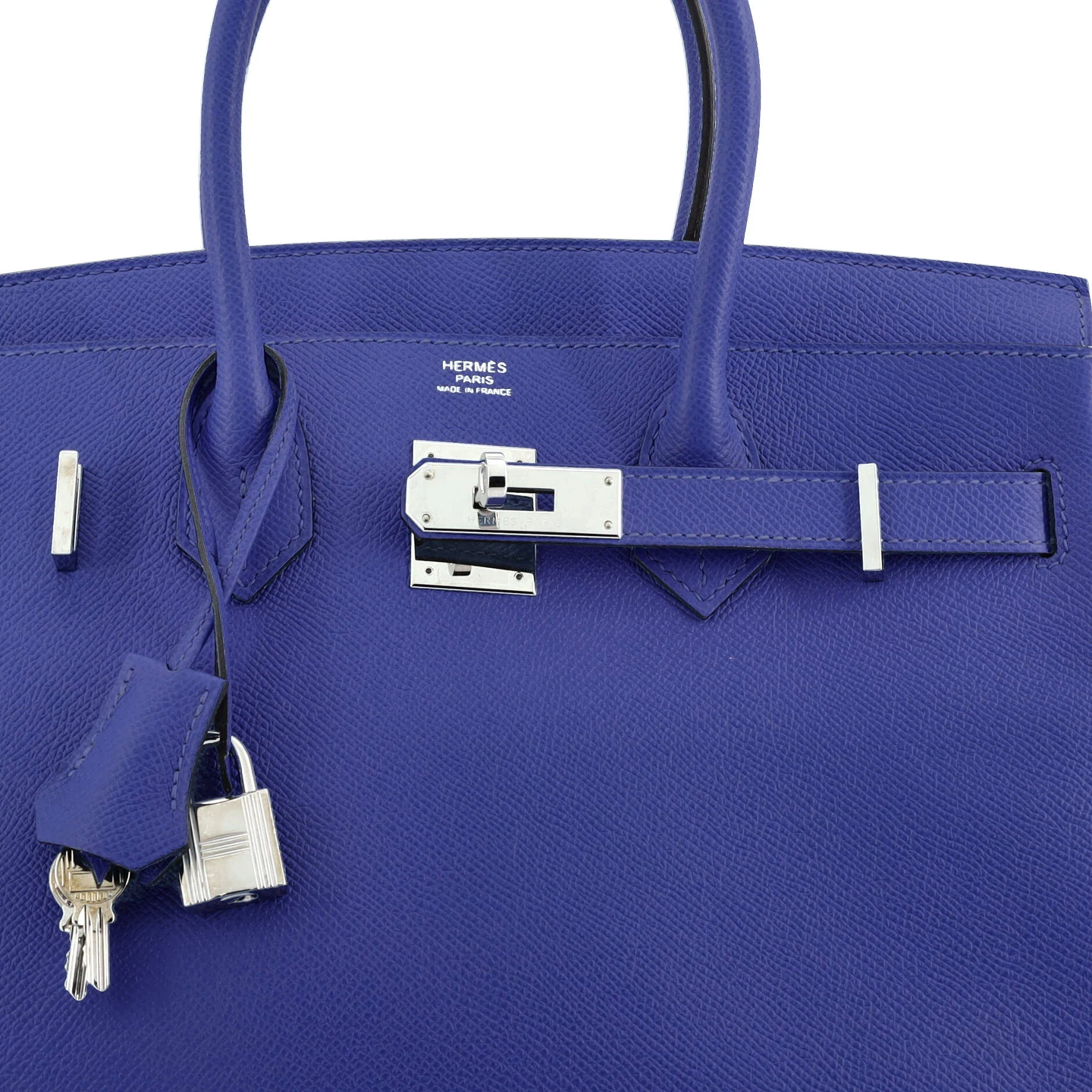 Birkin Handbag Bleu Electrique Epsom with Palladium Hardware 30 - Image 7