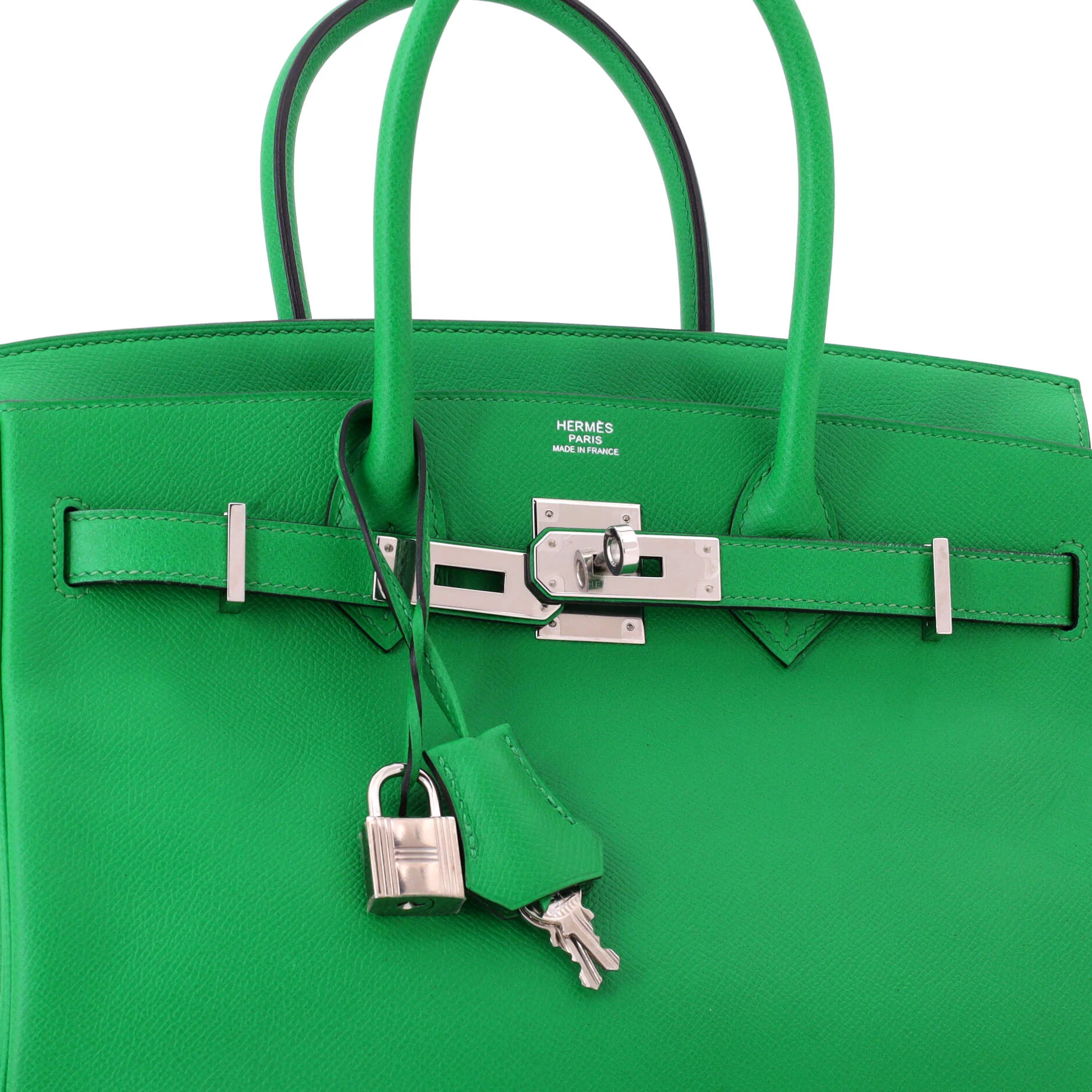 Birkin Handbag Bamboo Epsom with Palladium Hardware 30 - Image 5