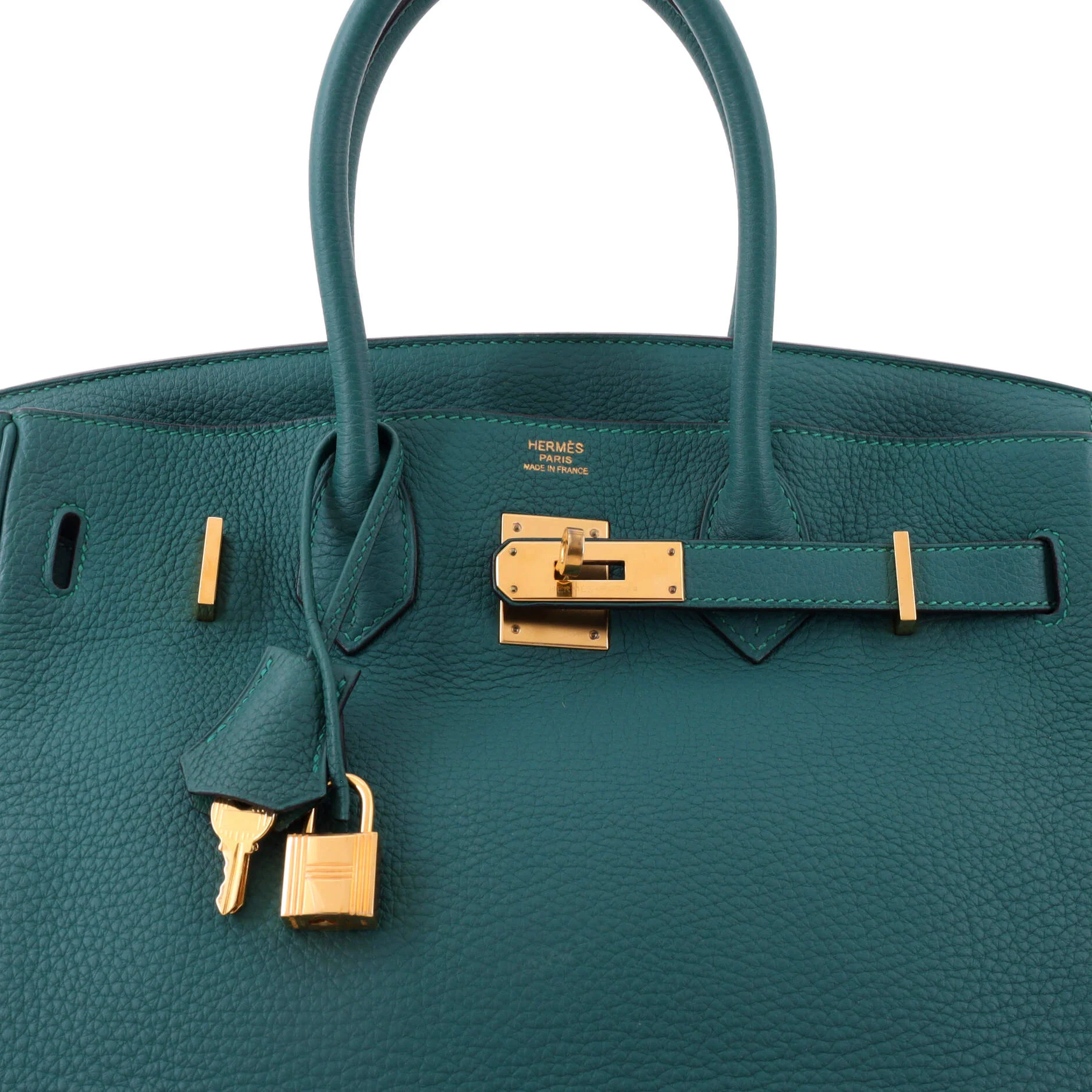 Birkin Handbag Malachite Togo with Gold Hardware 30 - Image 6
