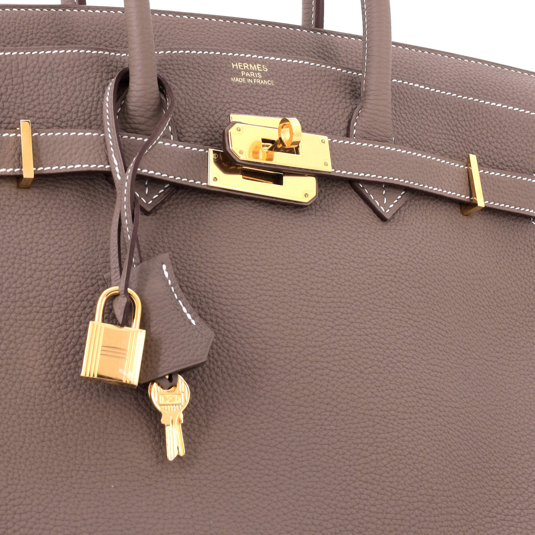 Birkin Handbag Grey Togo with Gold Hardware 35 - Image 7