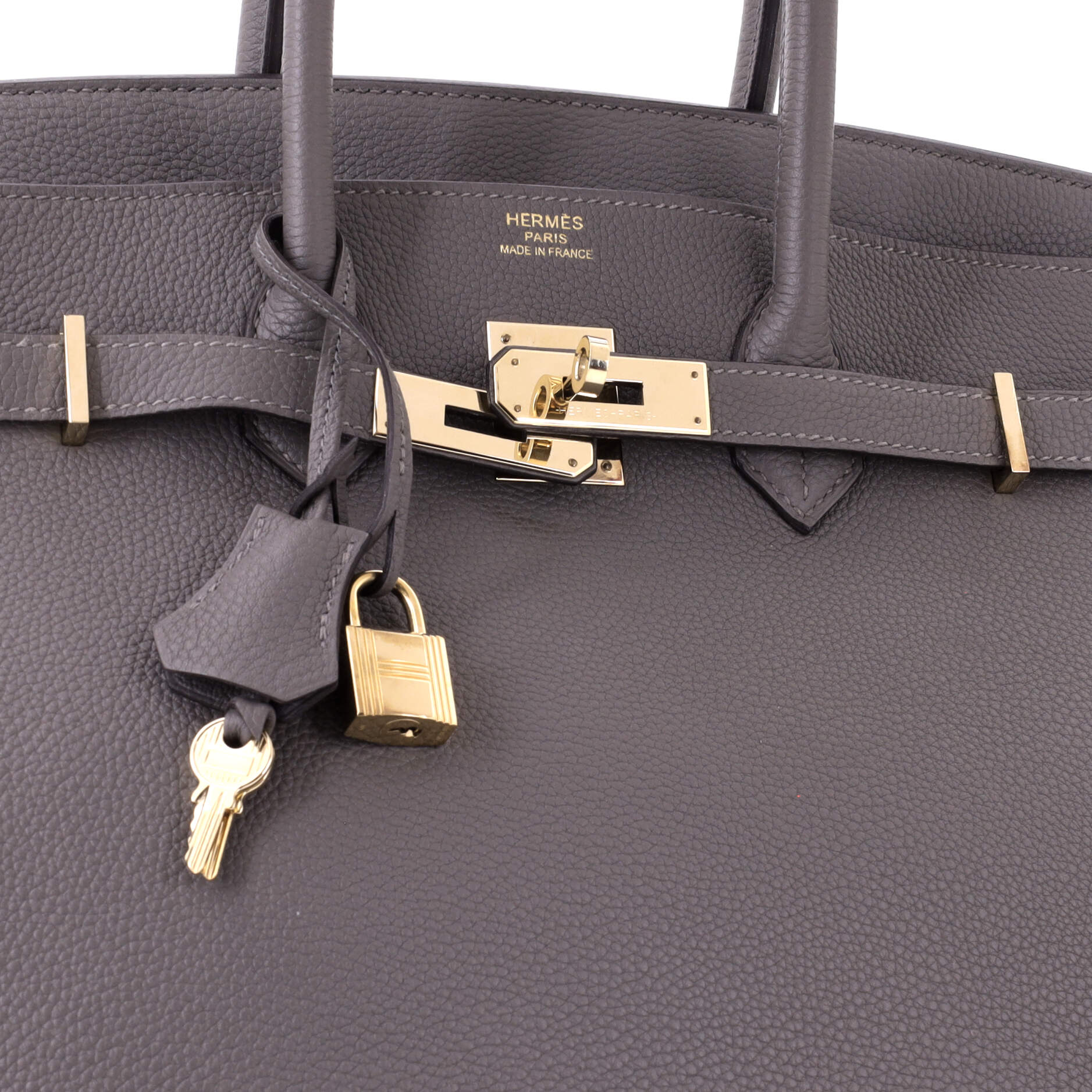 Birkin Handbag Grey Togo with Gold Hardware 35 - Image 7