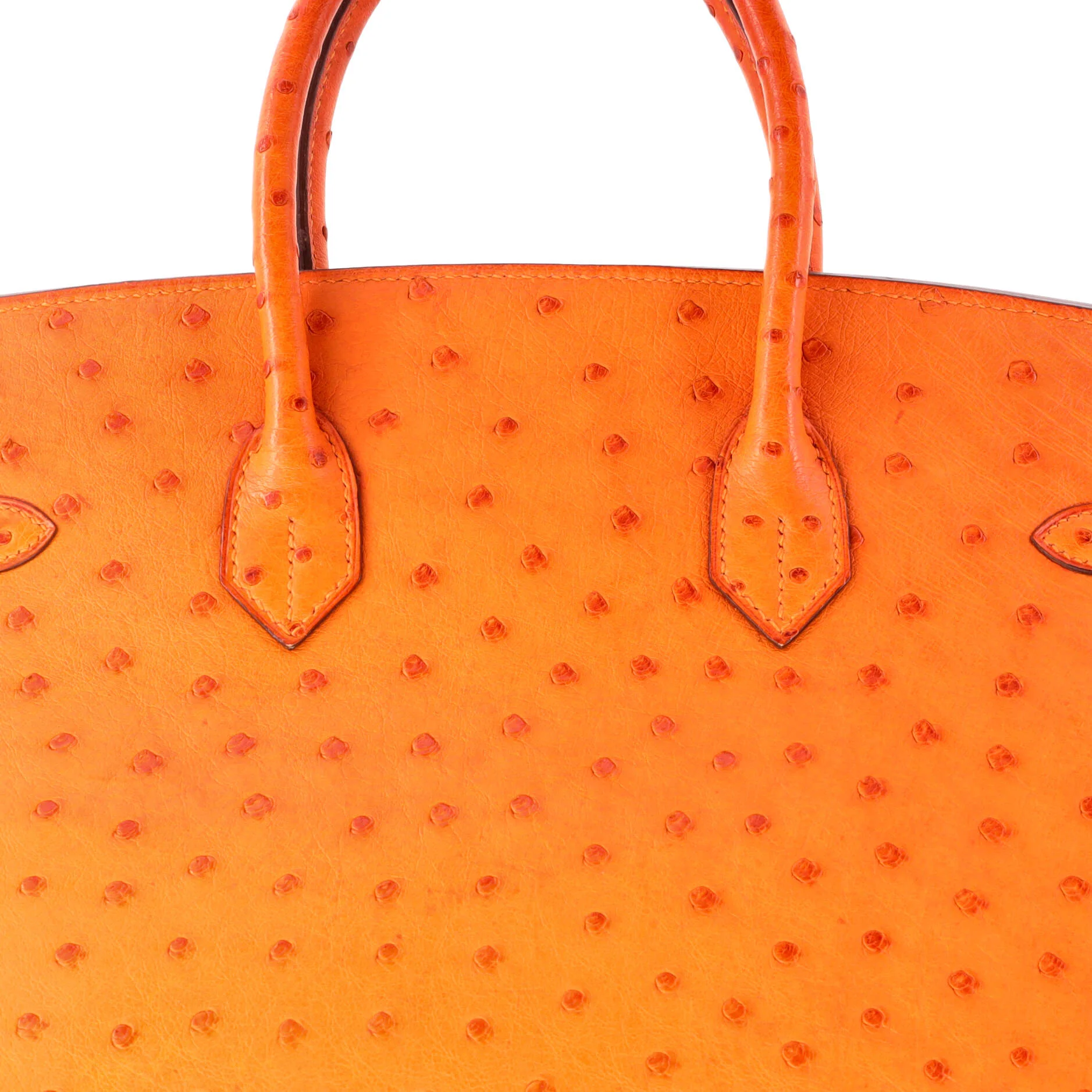 Birkin Handbag Tangerine Ostrich with Palladium Hardware 35 - Image 8