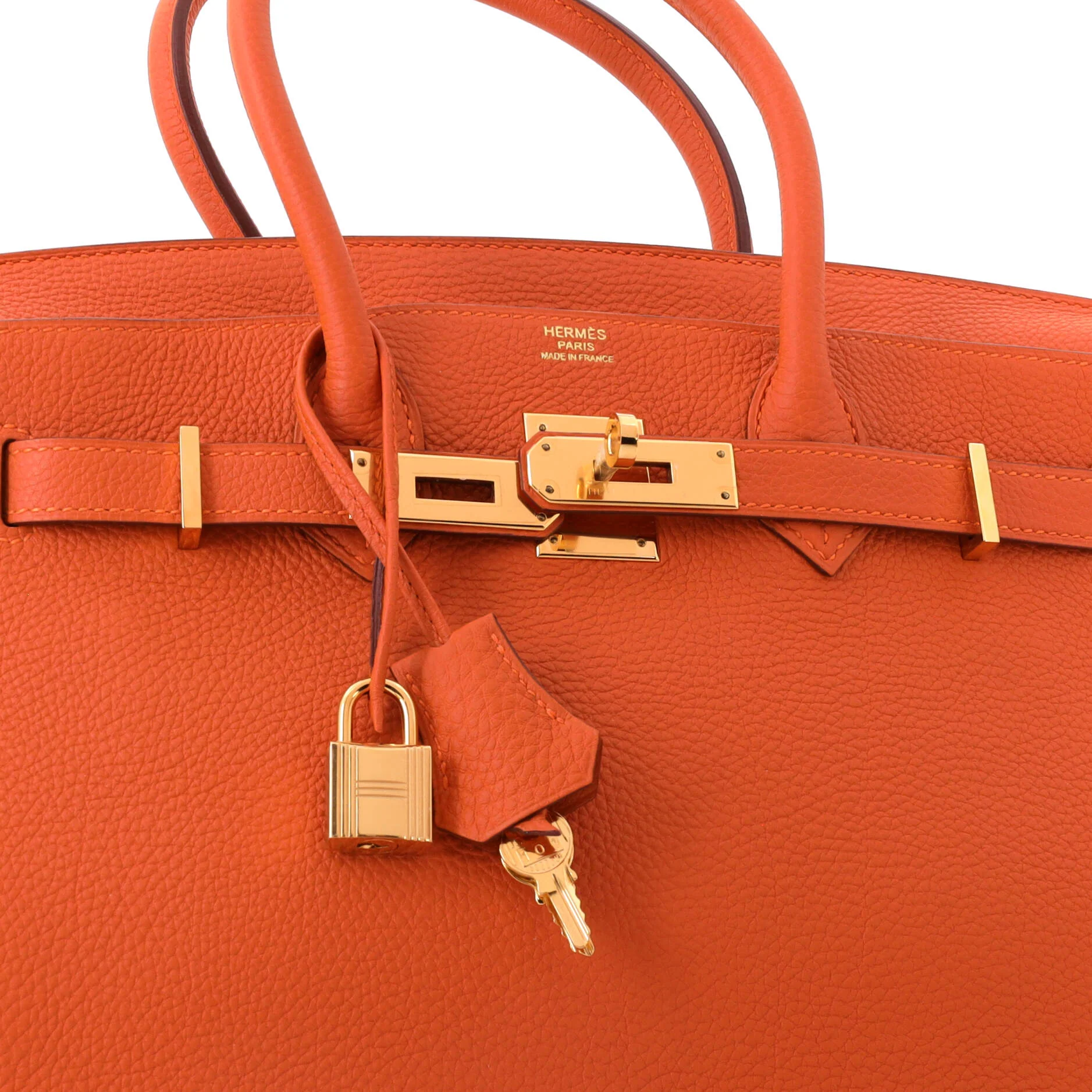Birkin Handbag Orange H Togo with Gold Hardware 30 - Image 6