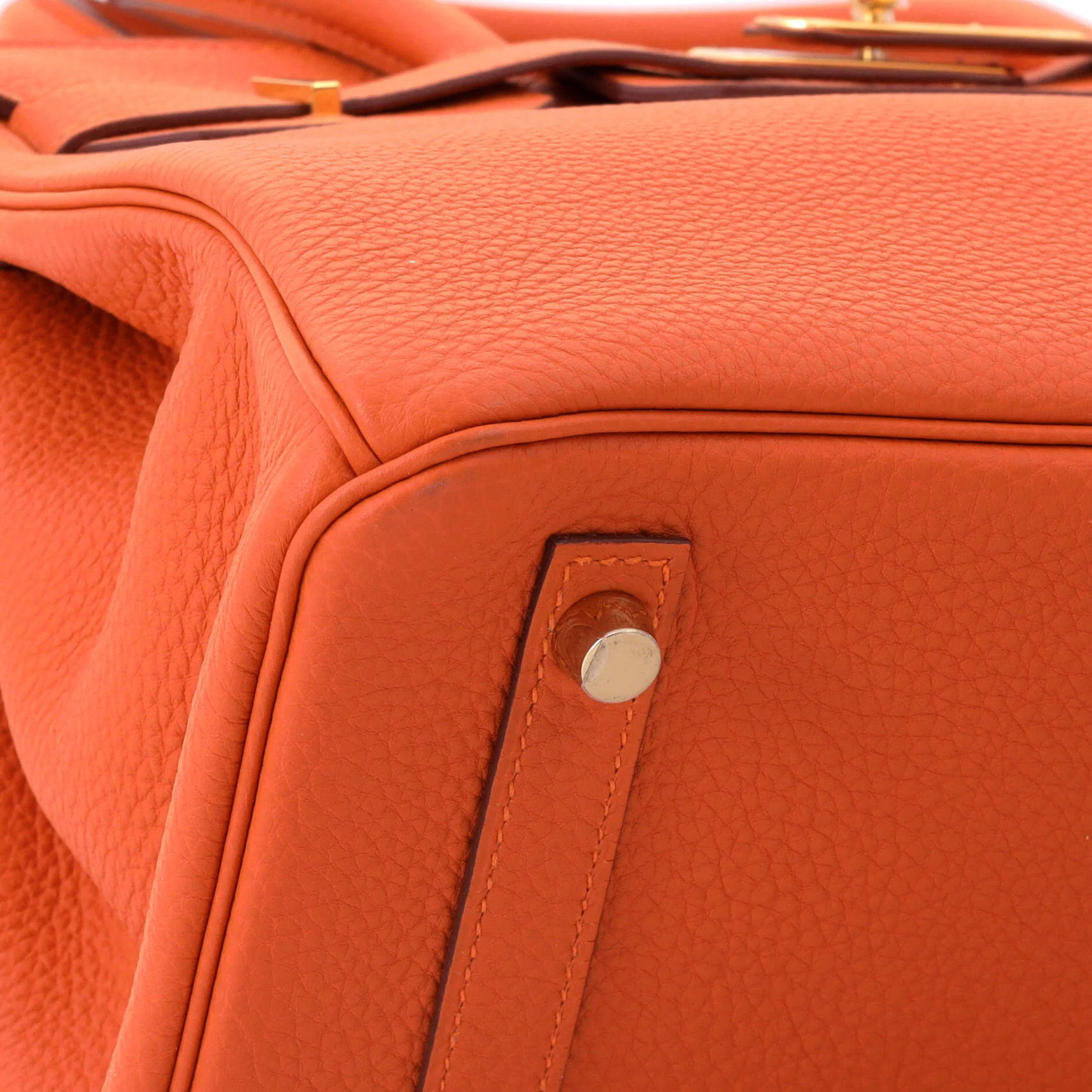 Birkin Handbag Orange H Togo with Gold Hardware 30 - Image 7