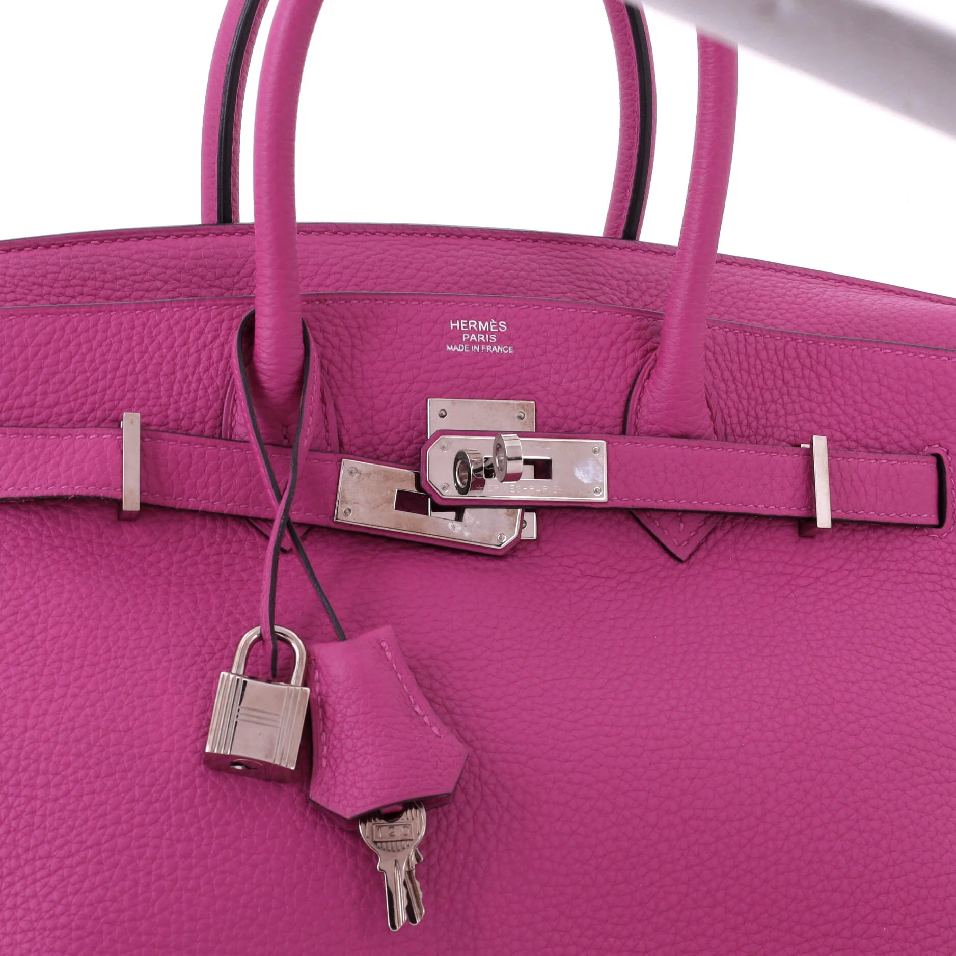 Birkin Handbag Rose Pourpre Togo with Palladium Hardware 30 - Image 7
