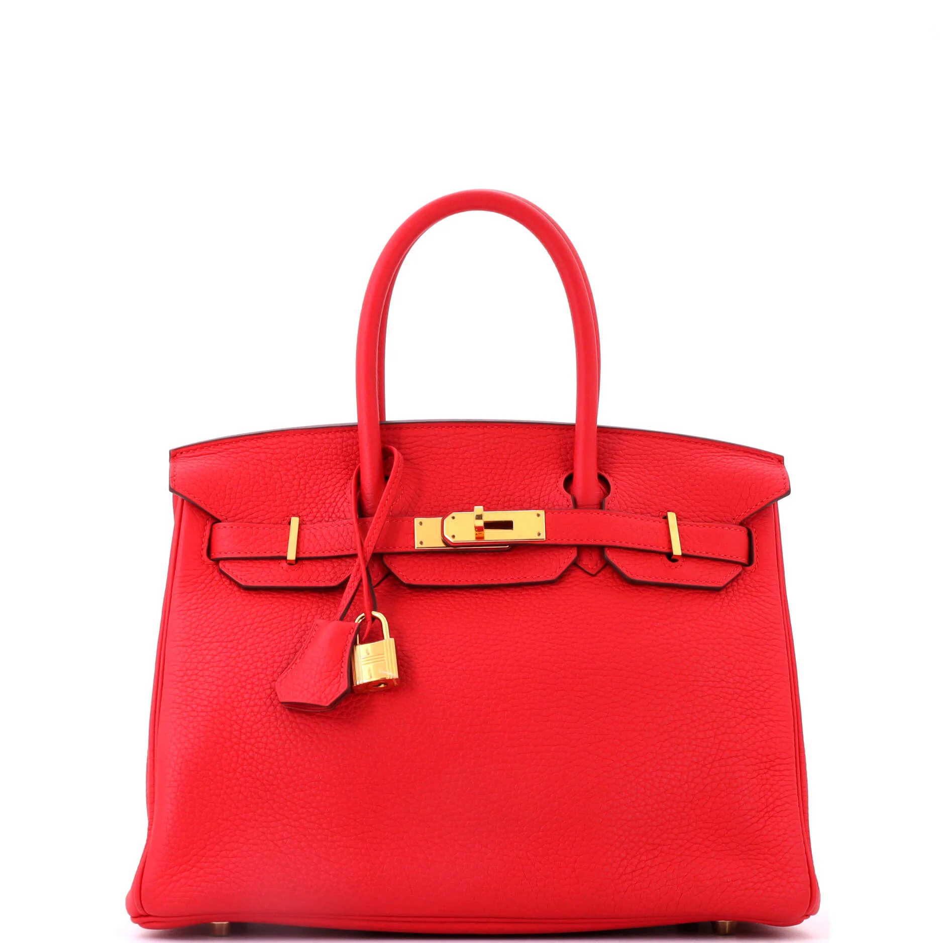 Birkin Handbag Rouge Tomate Clemence with Gold Hardware 30
