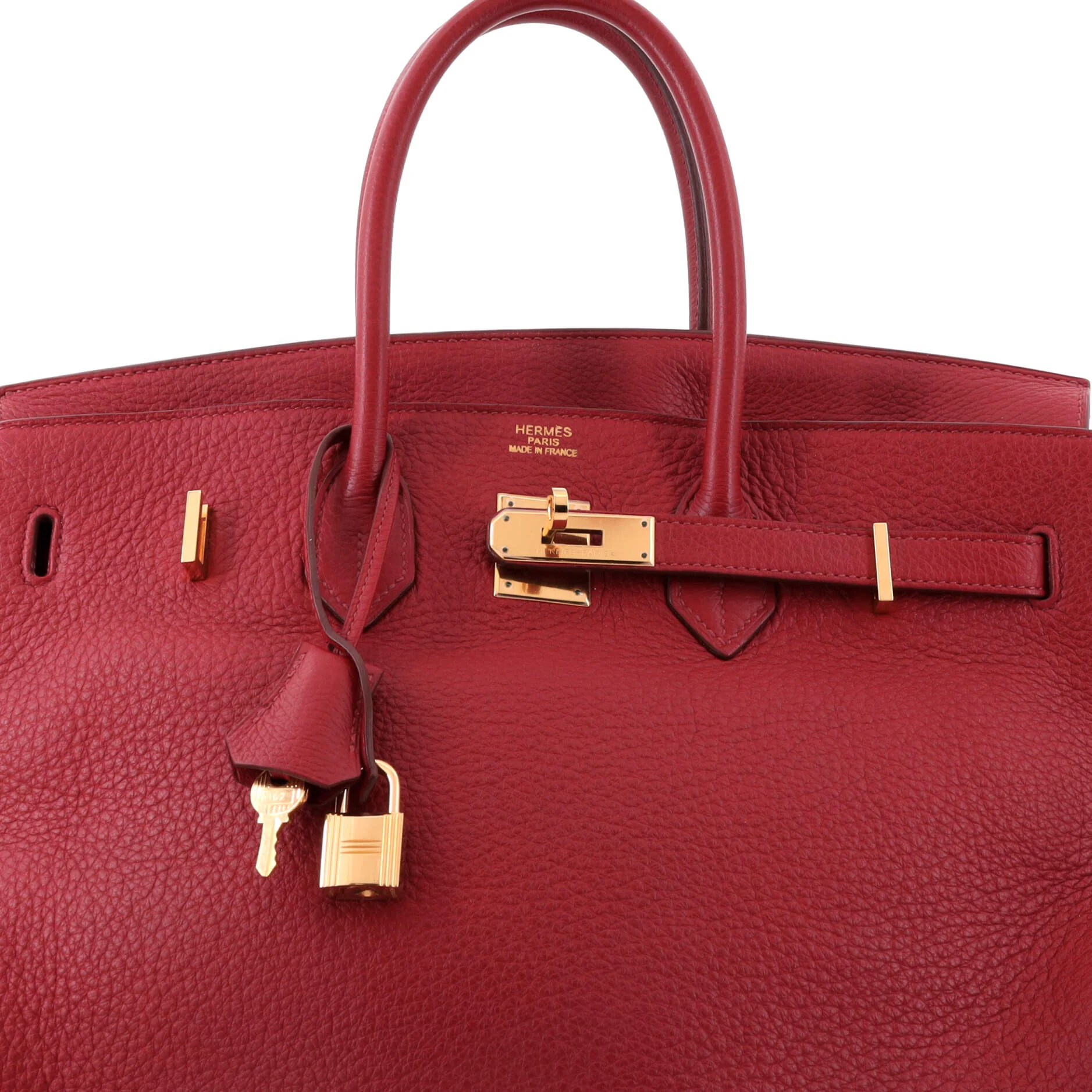 Birkin Handbag Red Clemence with Gold Hardware 35 - Image 6