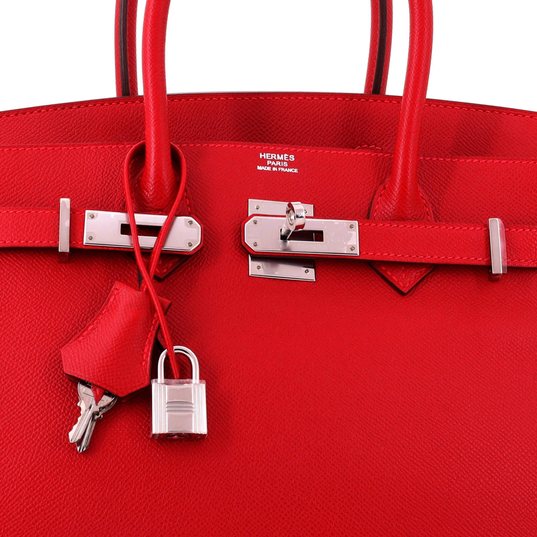 Birkin Handbag Rouge Casaque Epsom with Palladium Hardware 30 - Image 7