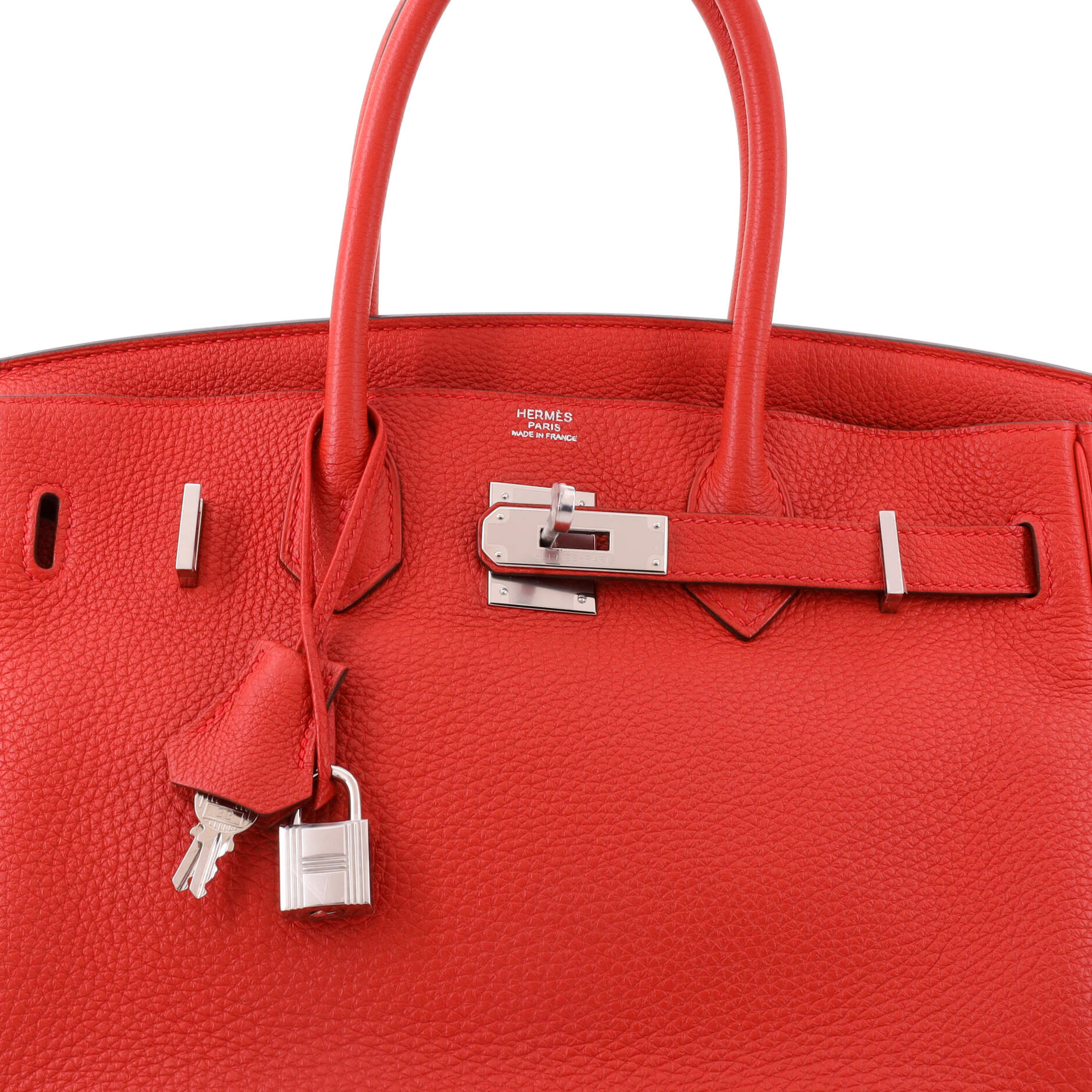 Birkin Handbag Geranium Togo with Palladium Hardware 30 - Image 5