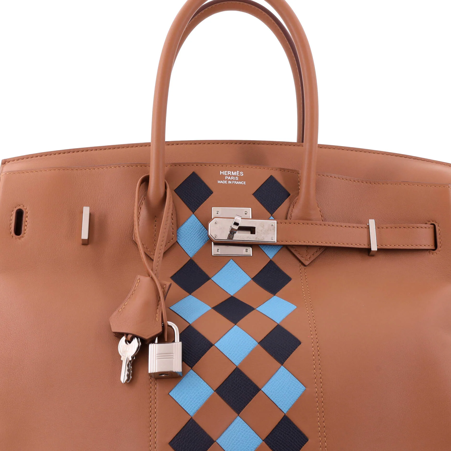 Birkin Handbag Tressage Brown Swift and Palladium Hardware 35 - Image 6