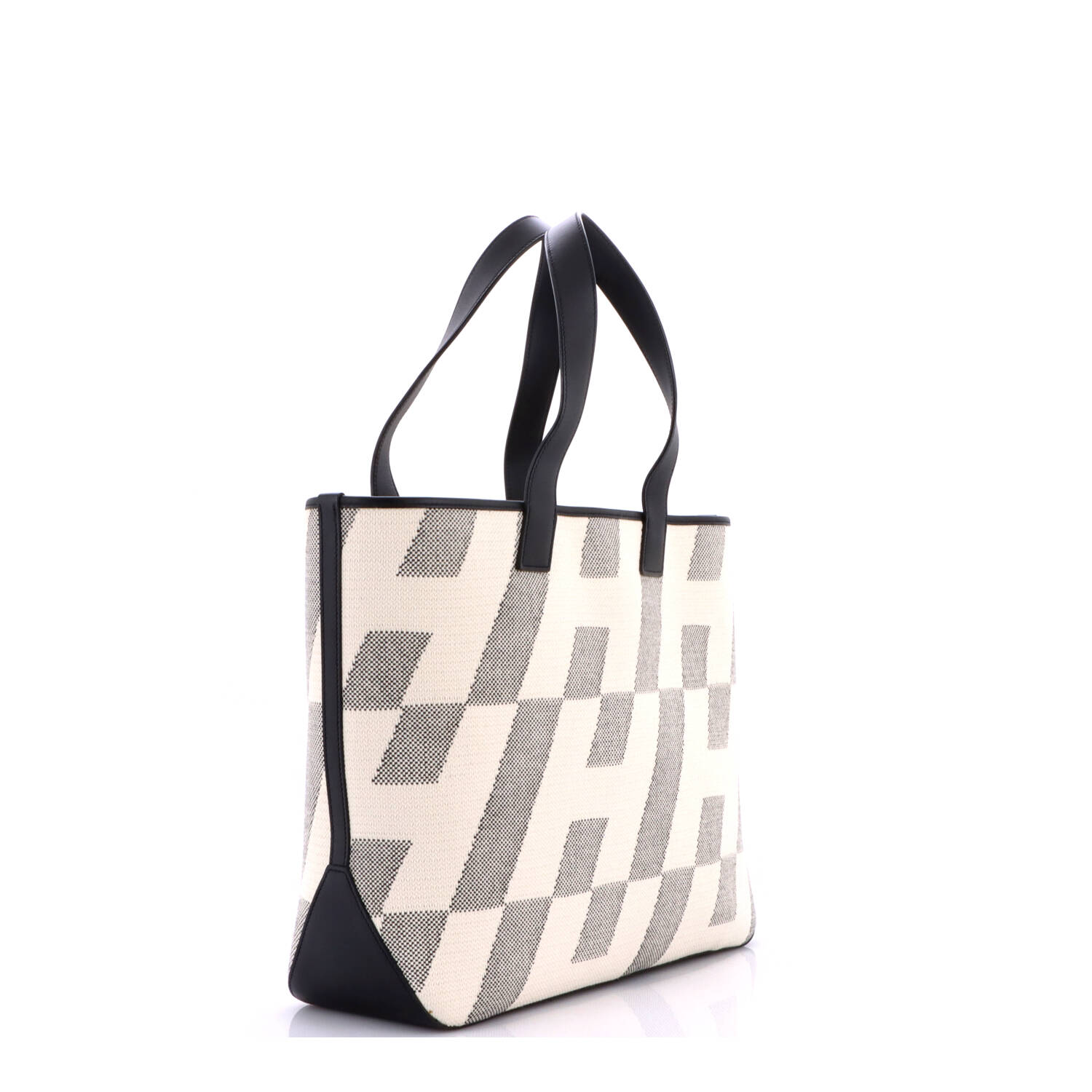 Cabas H en Biais Tote Canvas with Leather 40 - Image 2
