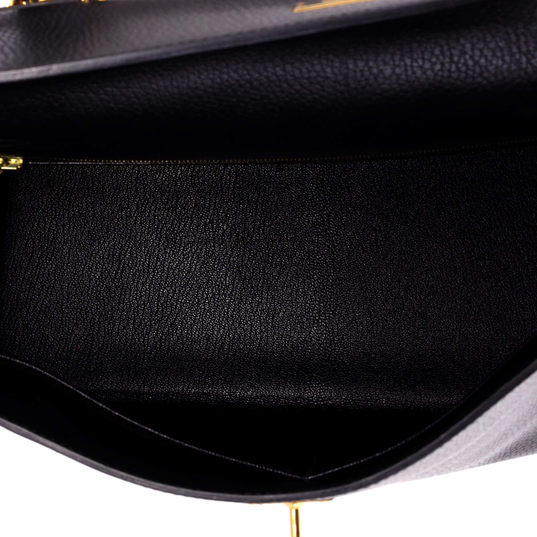 Kelly Handbag Noir Ardennes with Gold Hardware 35 - Image 5