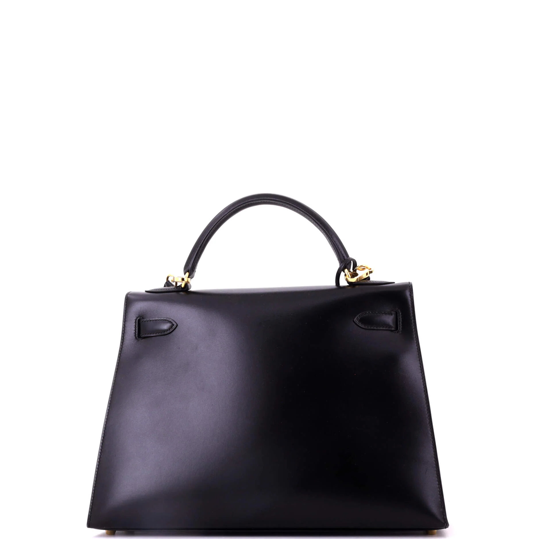Kelly Handbag Noir Box Calf with Gold Hardware 32 - Image 3