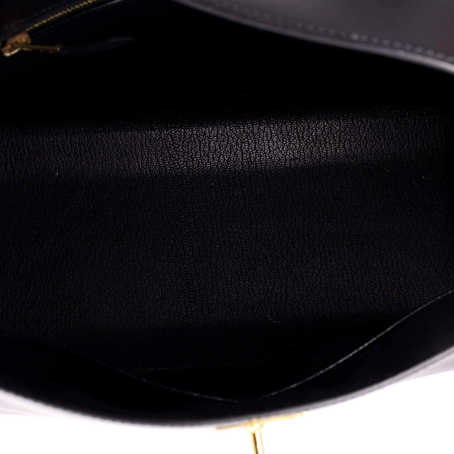 Kelly Handbag Noir Box Calf with Gold Hardware 32 - Image 6