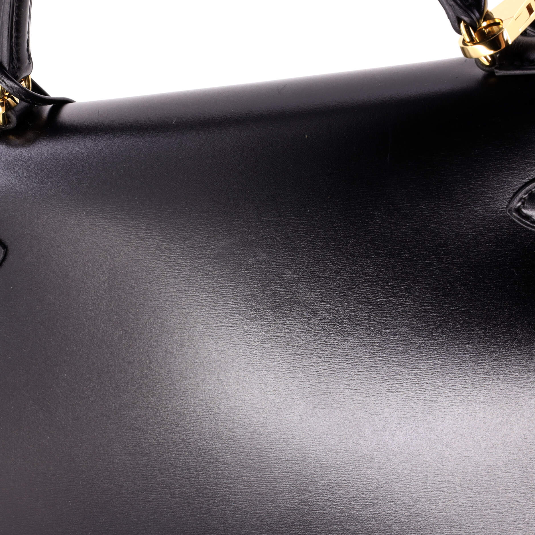Kelly Handbag Noir Box Calf with Gold Hardware 32 - Image 8