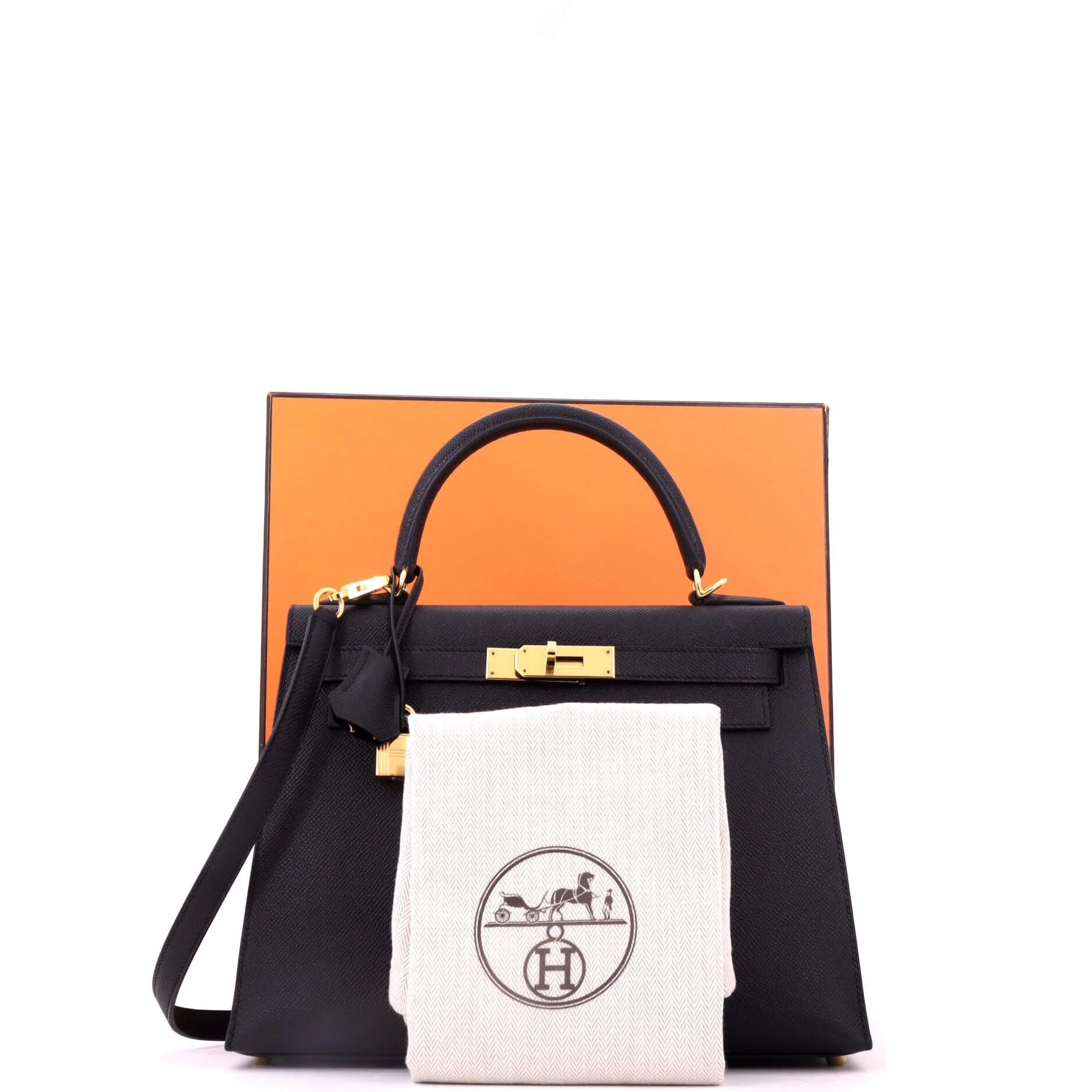 Kelly Handbag Noir Epsom with Gold Hardware 28 - Image 2