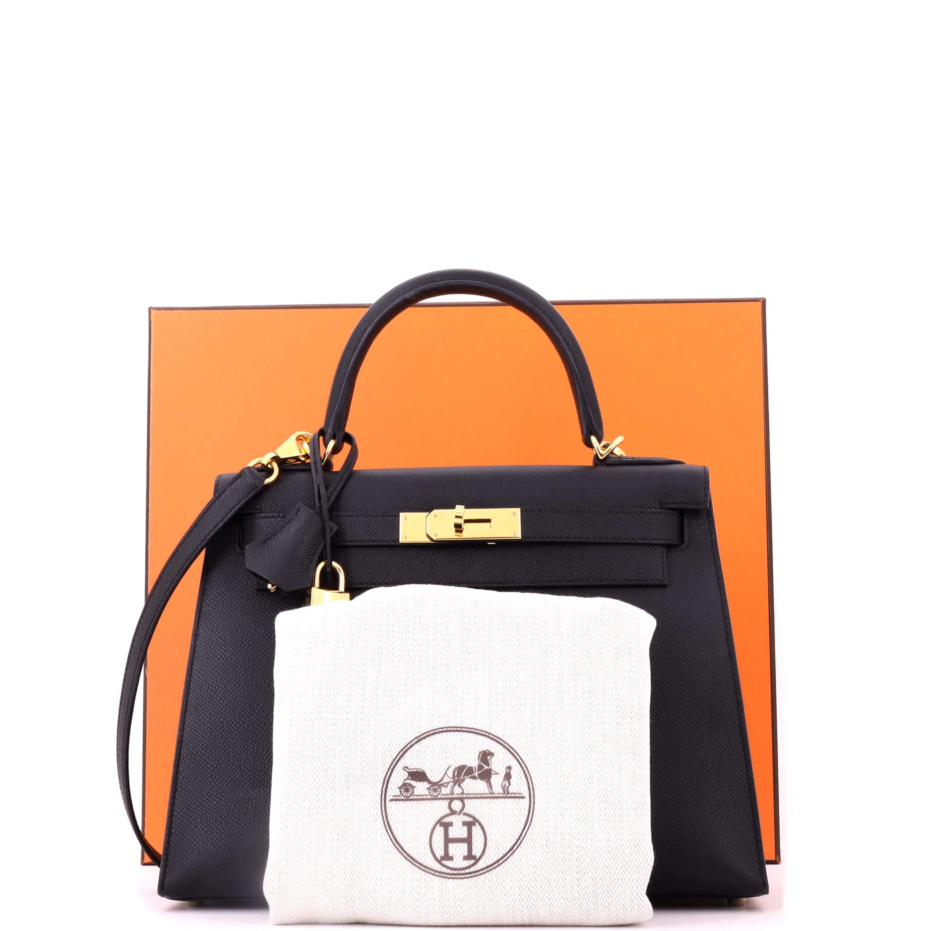 Kelly Handbag Noir Epsom with Gold Hardware 28 - Image 2
