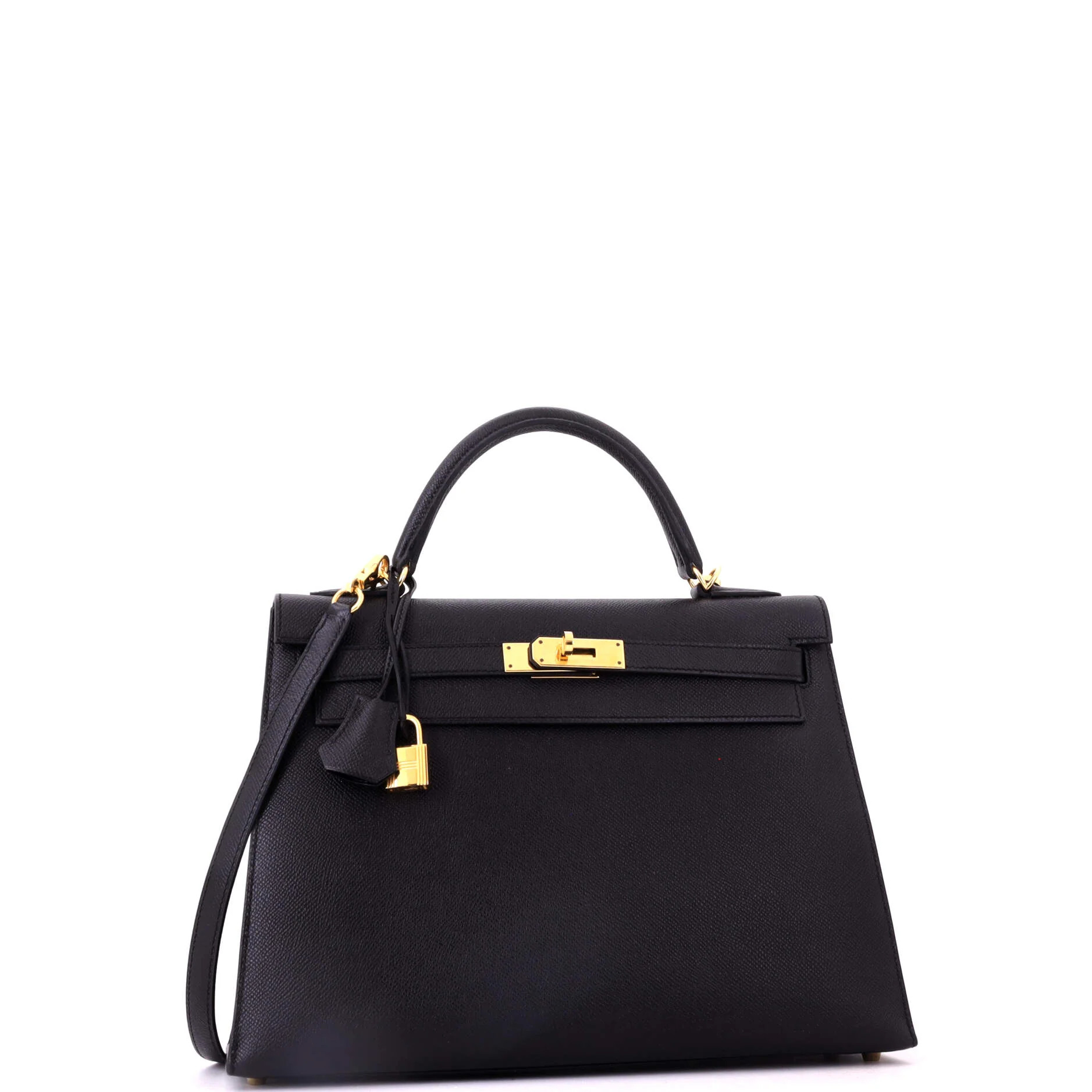Kelly Handbag Noir Epsom with Gold Hardware 32 - Image 2