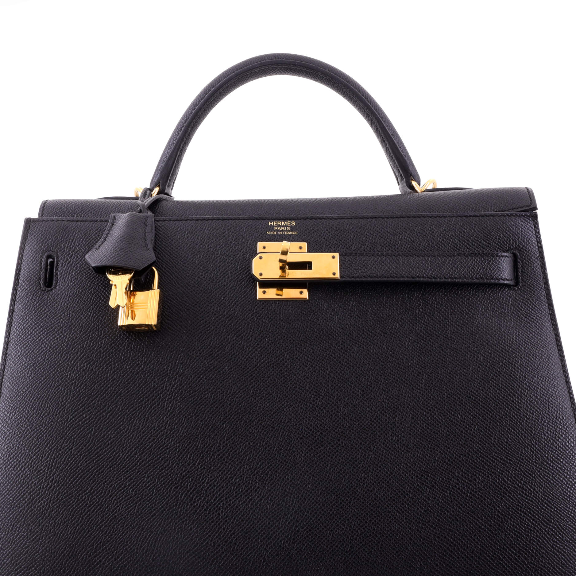 Kelly Handbag Noir Epsom with Gold Hardware 32 - Image 5