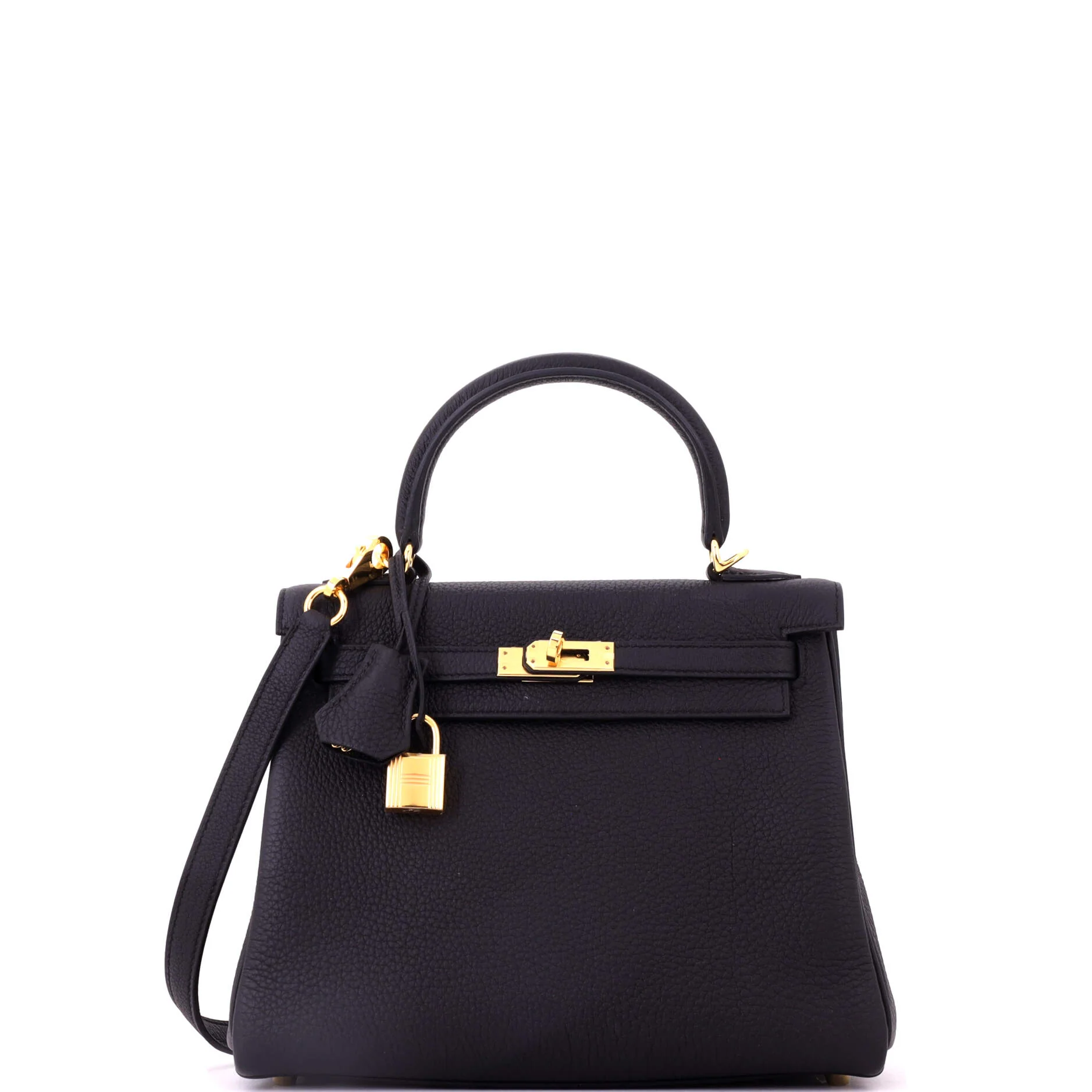 Kelly Handbag Noir Togo with Gold Hardware 25