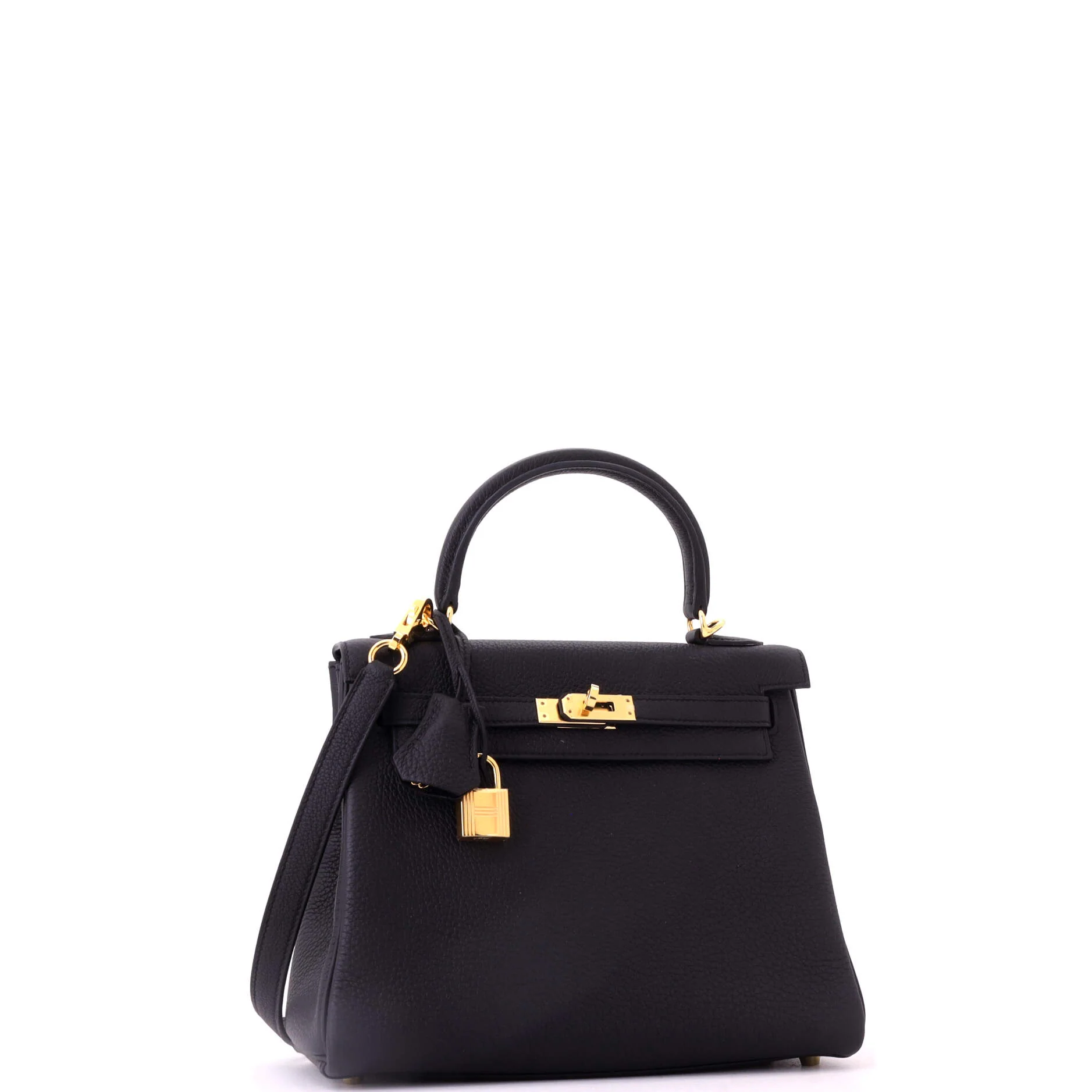 Kelly Handbag Noir Togo with Gold Hardware 25 - Image 3