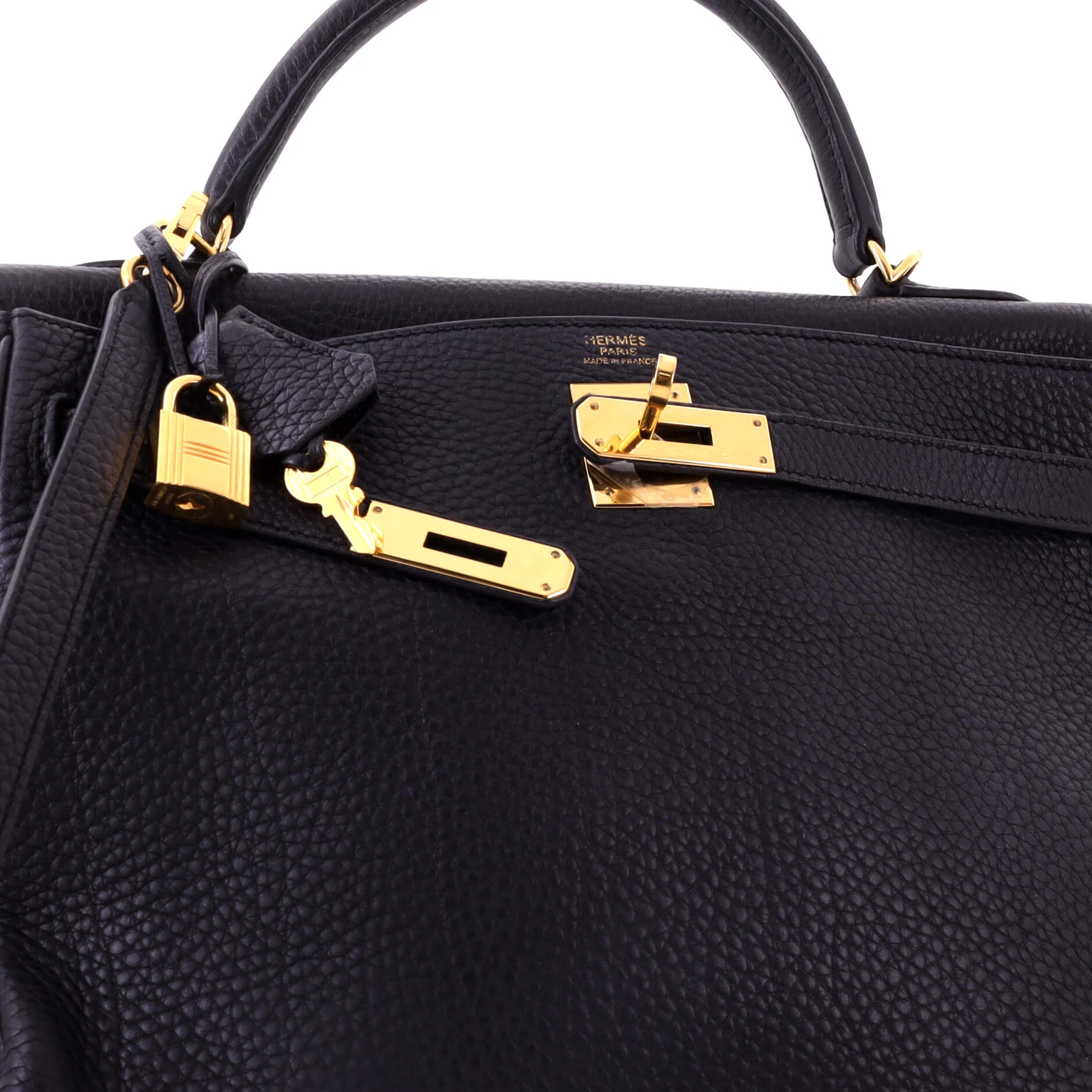 Kelly Handbag Noir Togo with Gold Hardware 32 - Image 7