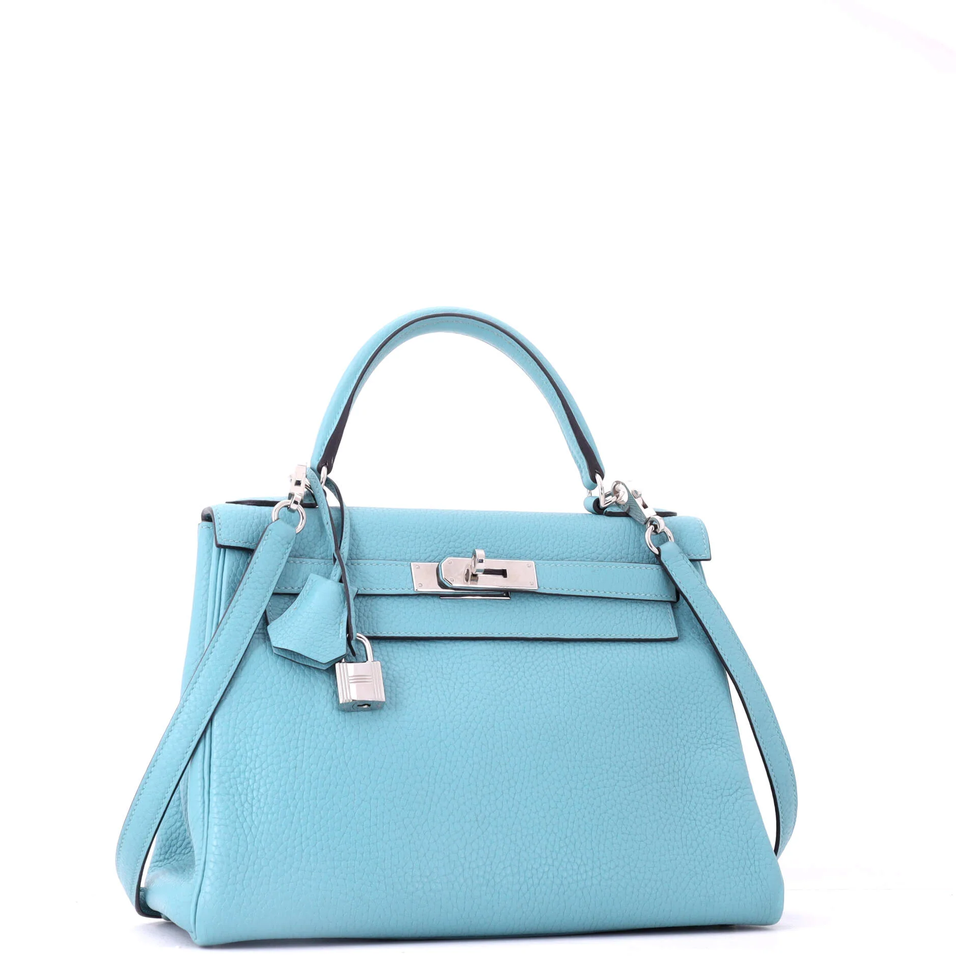 Kelly Handbag Bleu Atoll Clemence with Palladium Hardware 28 - Image 2