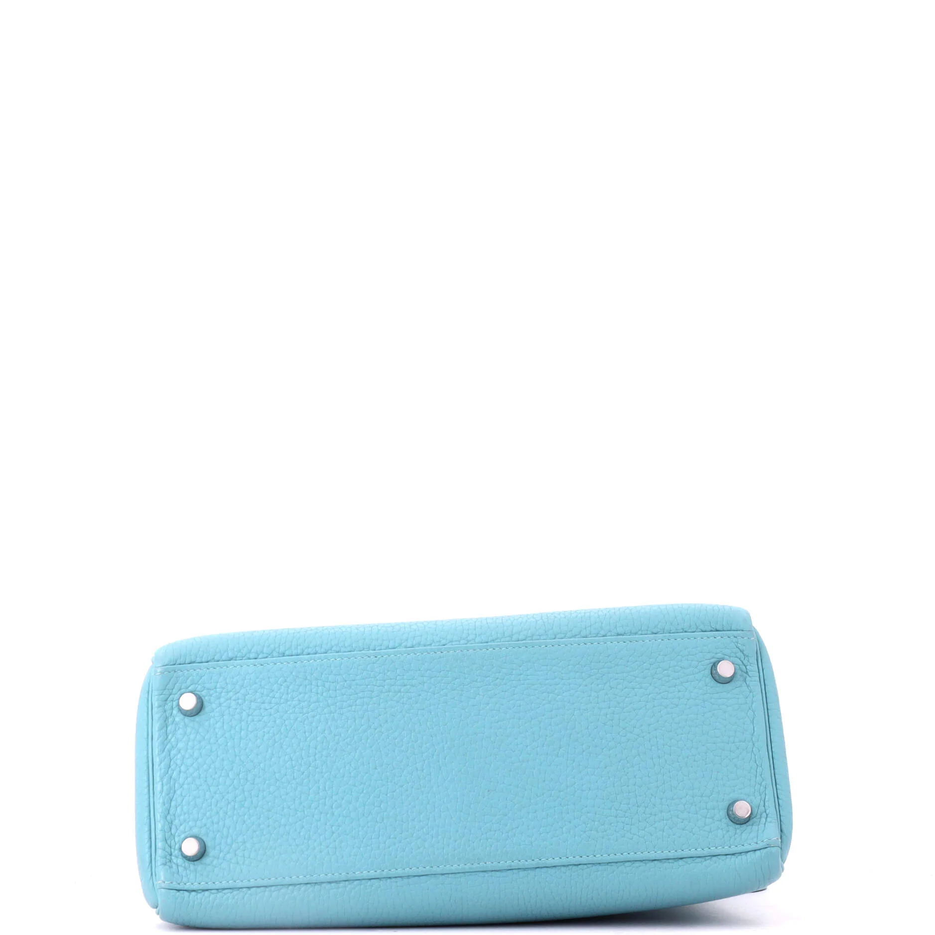 Kelly Handbag Bleu Atoll Clemence with Palladium Hardware 28 - Image 4