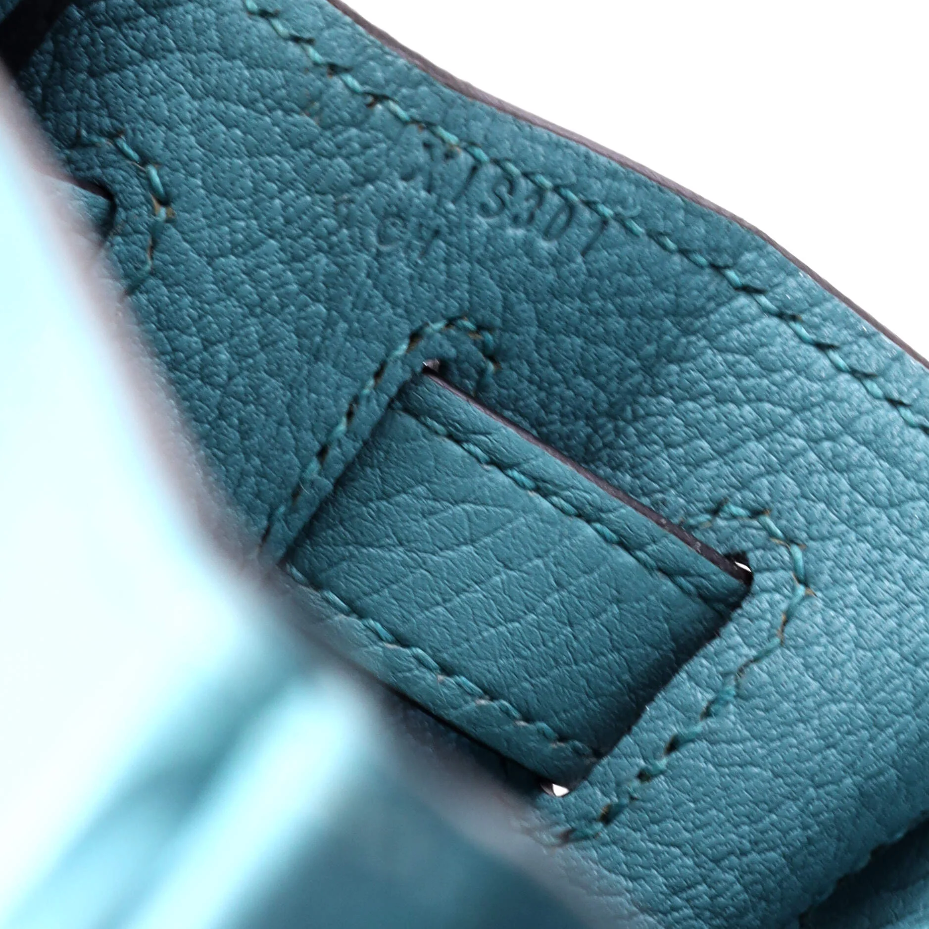 Kelly Handbag Bleu Atoll Clemence with Palladium Hardware 28 - Image 7