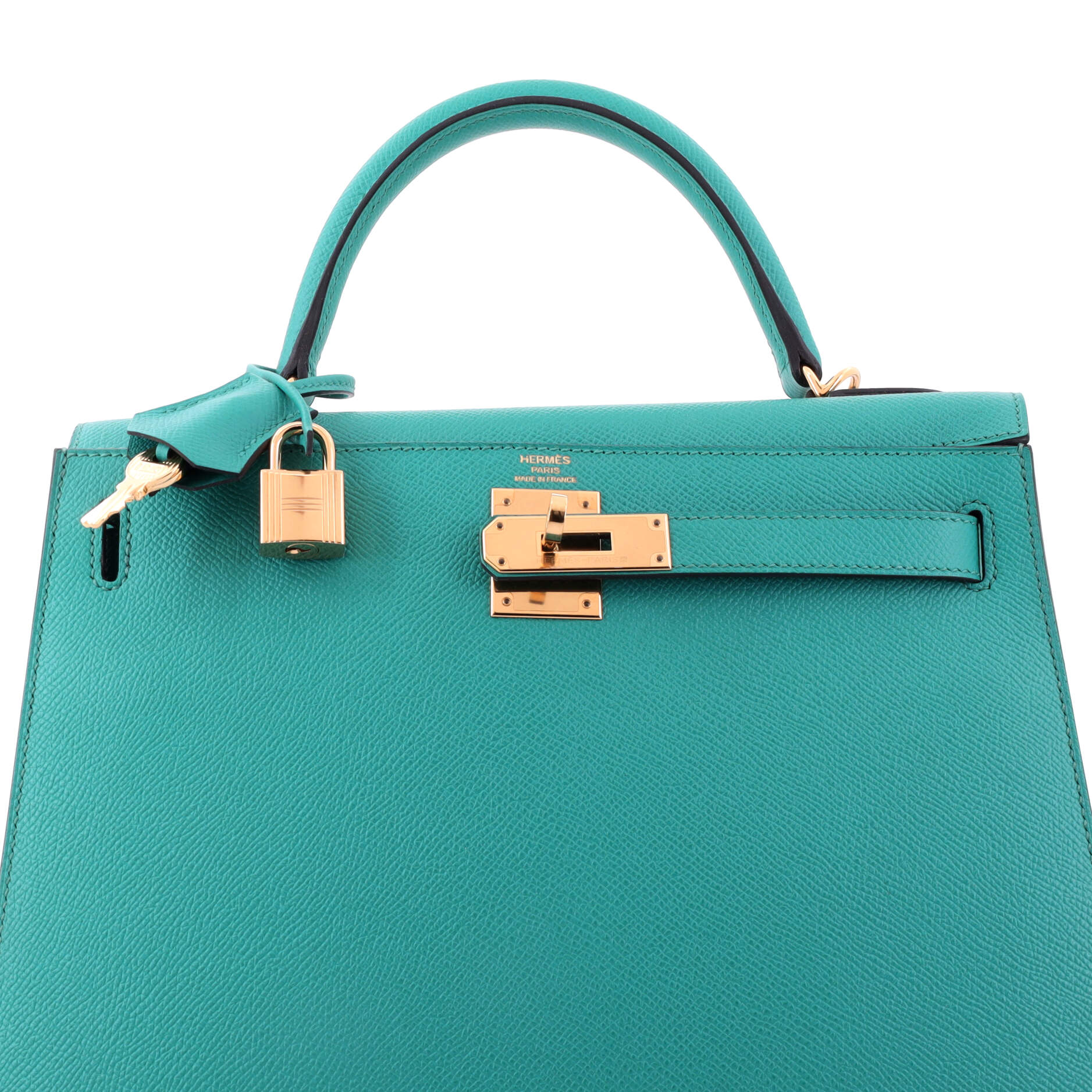 Kelly Handbag Bleu Paon Epsom with Gold Hardware 28 - Image 5