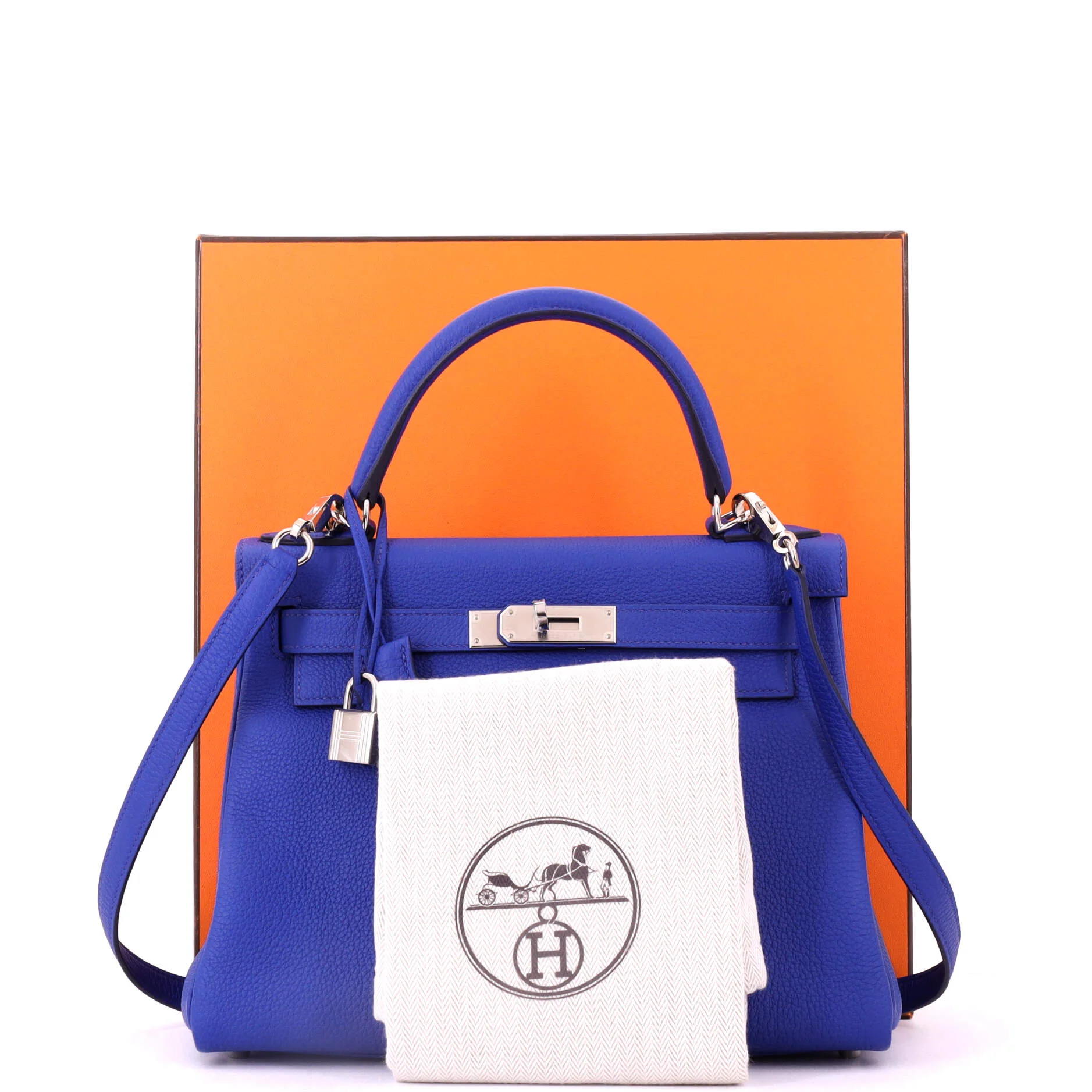 Kelly Handbag Bleu Royal Togo with Palladium Hardware 28 - Image 2