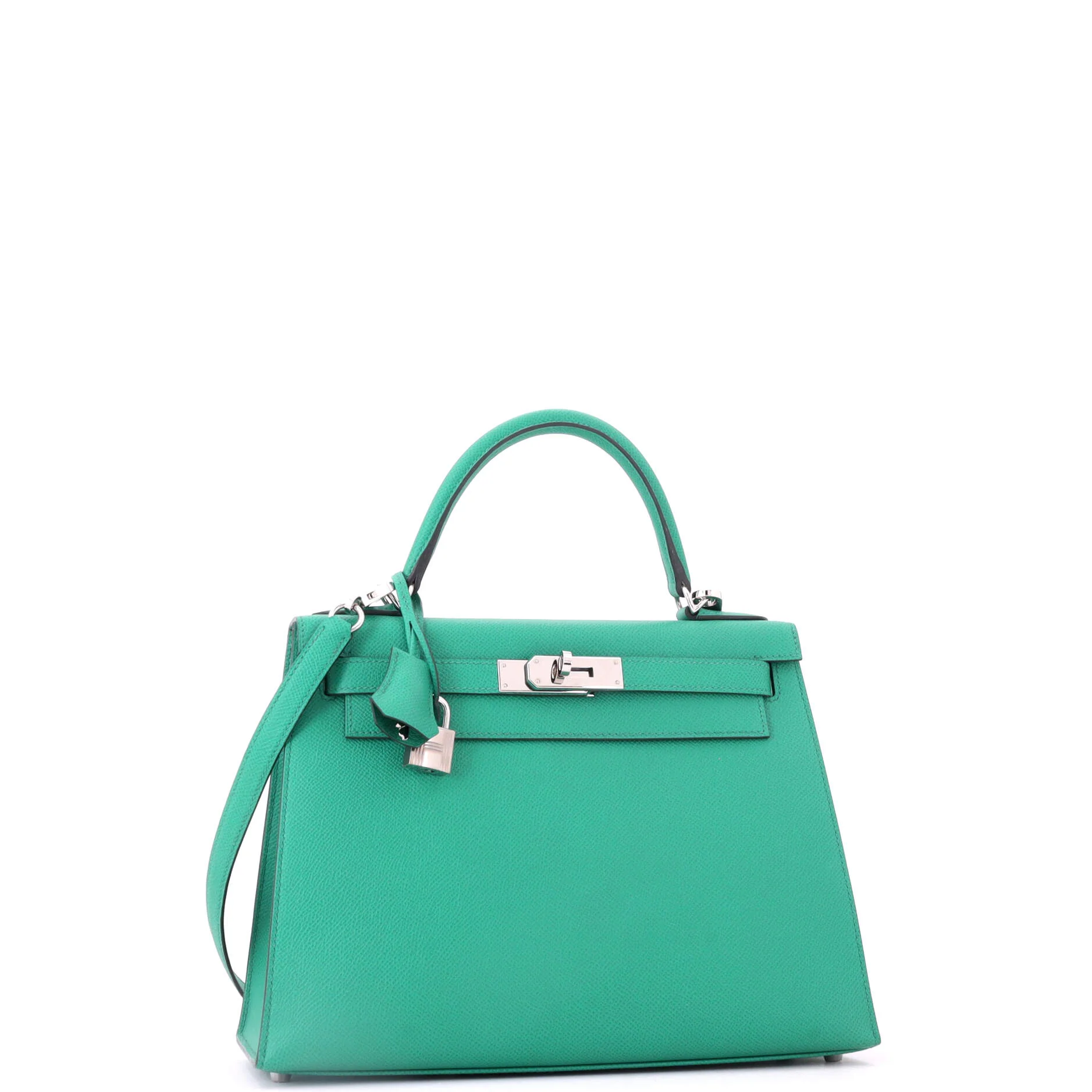 Kelly Handbag Menthe Epsom with Palladium Hardware 28 - Image 3