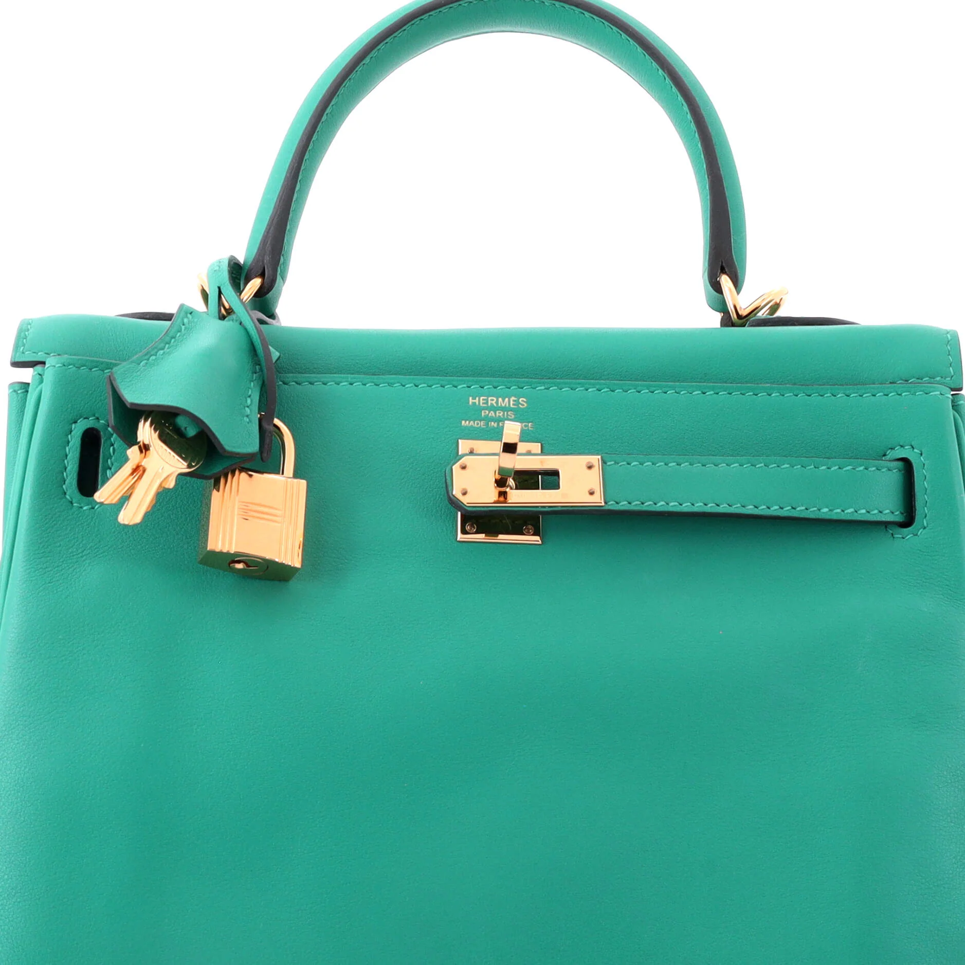 Kelly Handbag Vert Verone Swift with Gold Hardware 25 - Image 5
