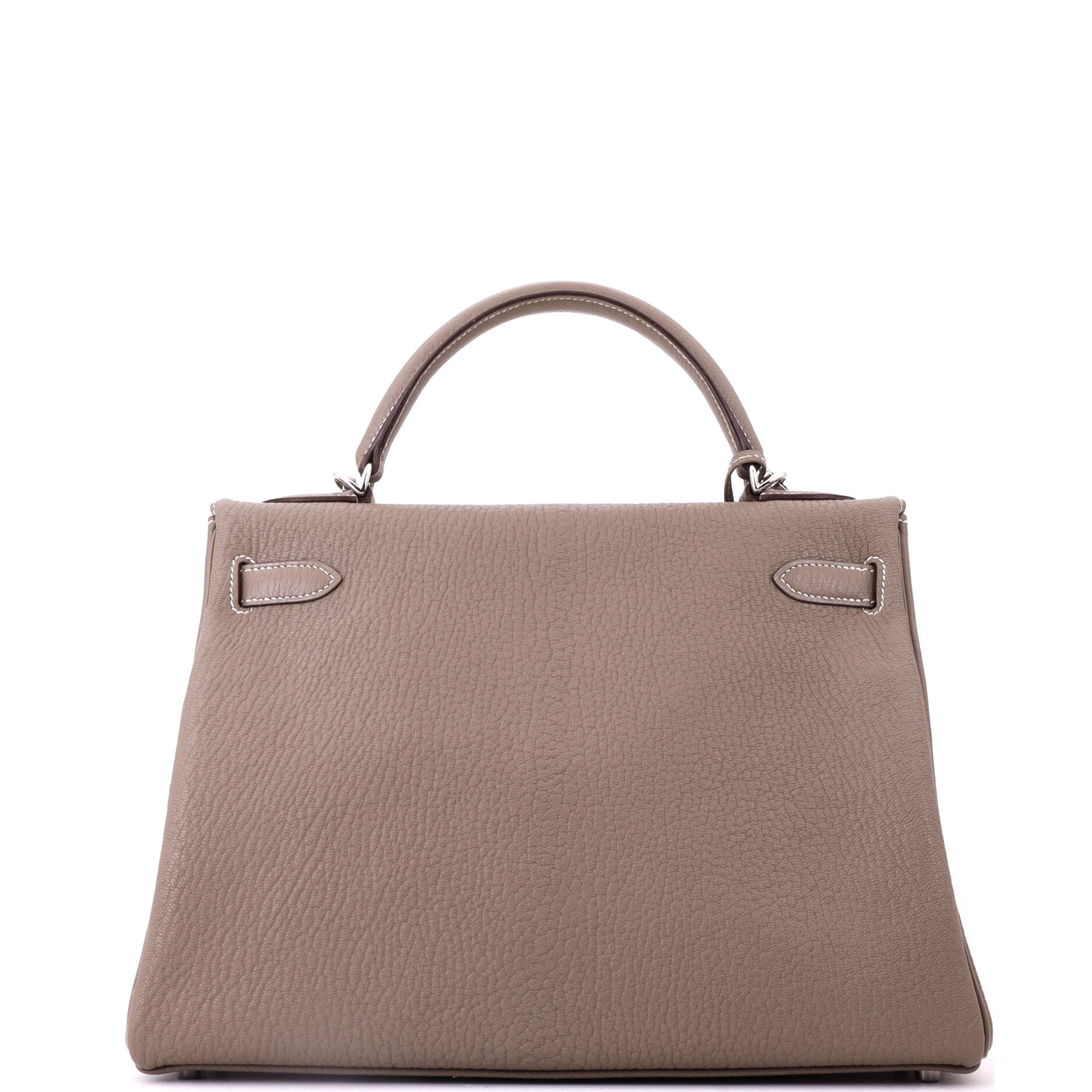 Kelly Handbag Grey Chevre de Coromandel with Palladium Hardware 32 - Image 4