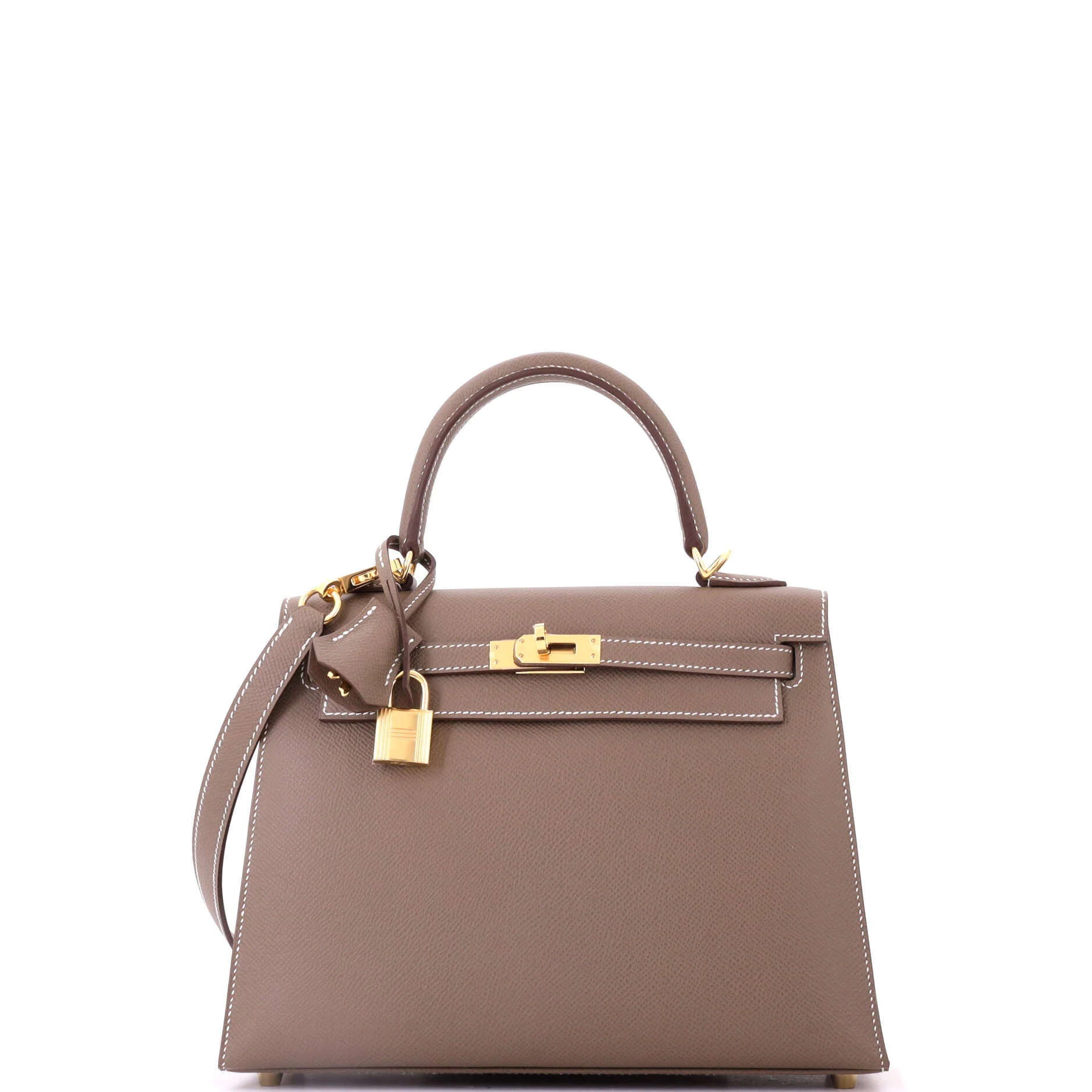Kelly Handbag Grey Epsom with Gold Hardware 25
