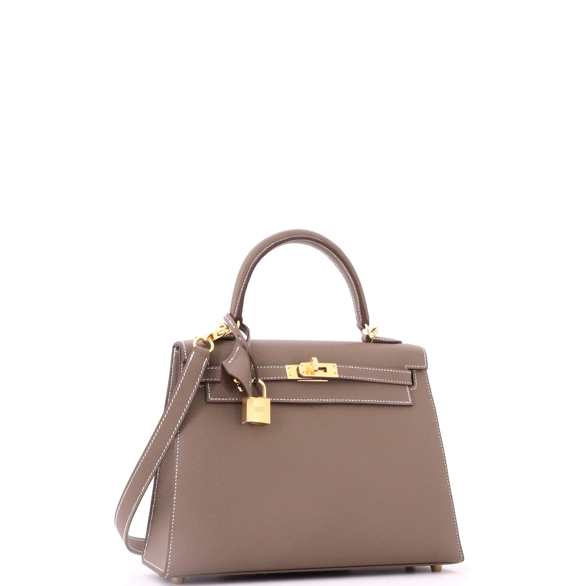 Kelly Handbag Grey Epsom with Gold Hardware 25 - Image 3
