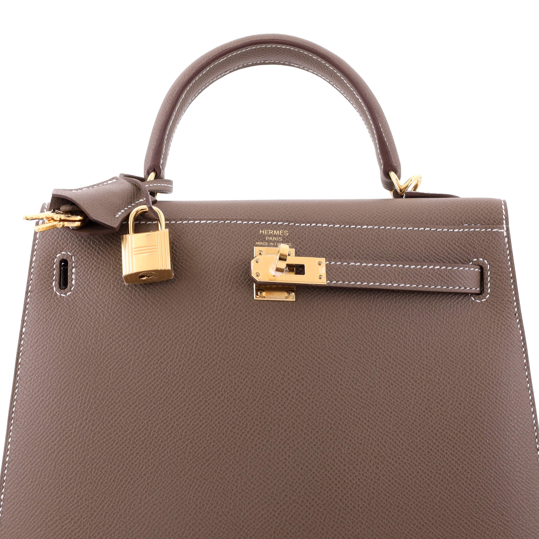 Kelly Handbag Grey Epsom with Gold Hardware 25 - Image 6